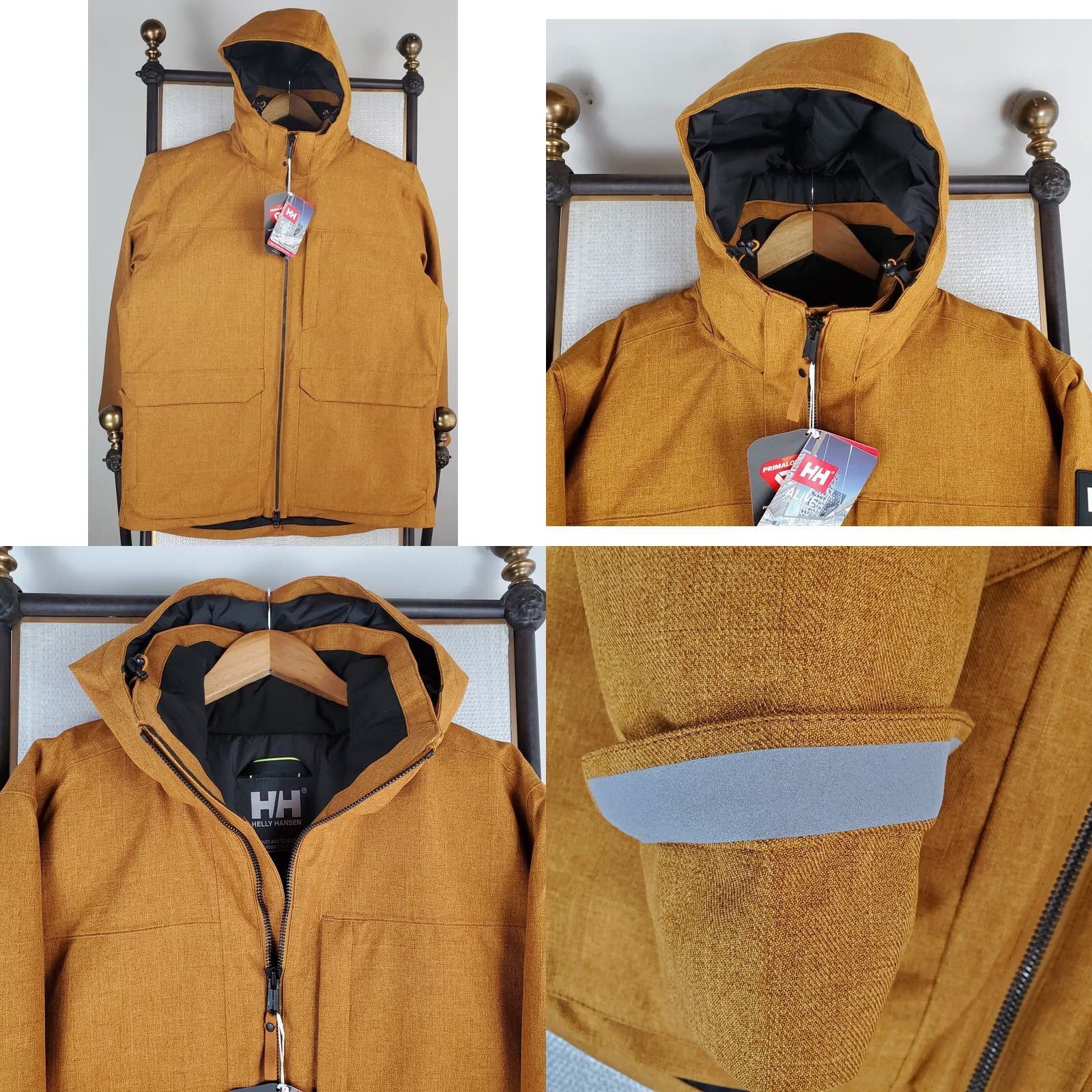 Helly Hansen Helly Hansen Jacket Mens XL Primaloft Rise Insulated Hooded Waterproof Winter Windproof Reflective Helly Tech Full Zip Beige Size US XL / EU 56 / 4 - 9 Thumbnail