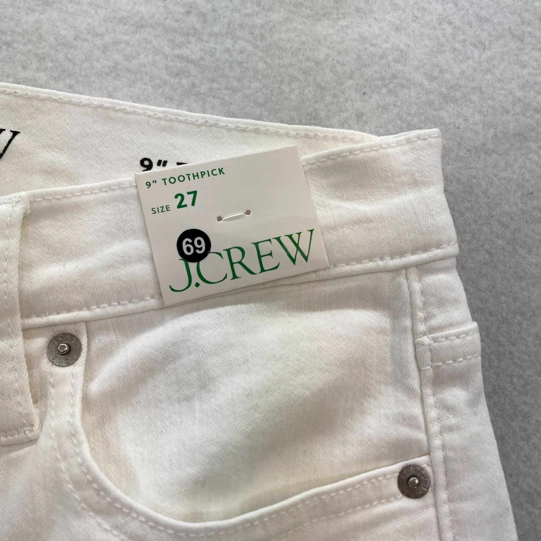 J.Crew J.CREW Jeans 9" Toothpick White Stretch Denim Skinny Ankle Mid Rise Women's 27 Size 27" / US 4 / IT 40 - 4 Thumbnail