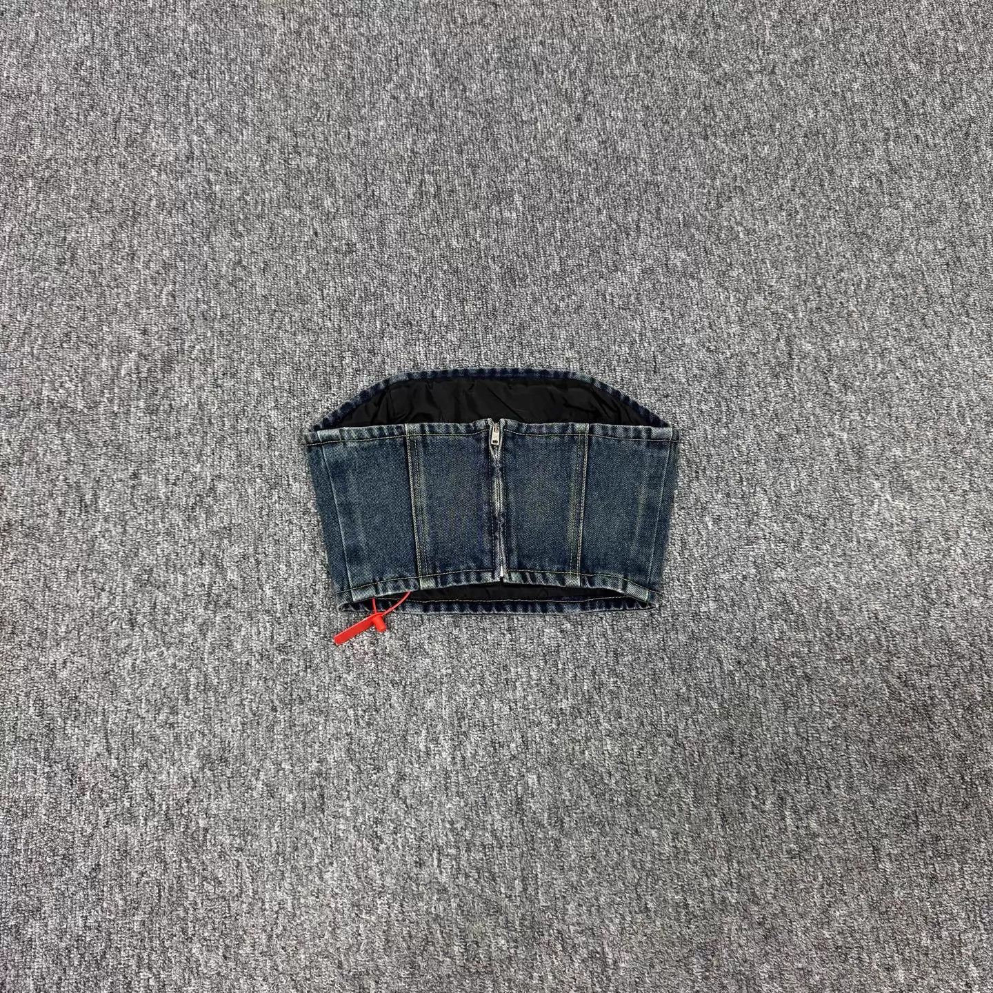 Prada Prada Denim Bustier Distressed Metal Triangle 36 Size XS / US 0-2 / IT 36-38 - 2 Thumbnail