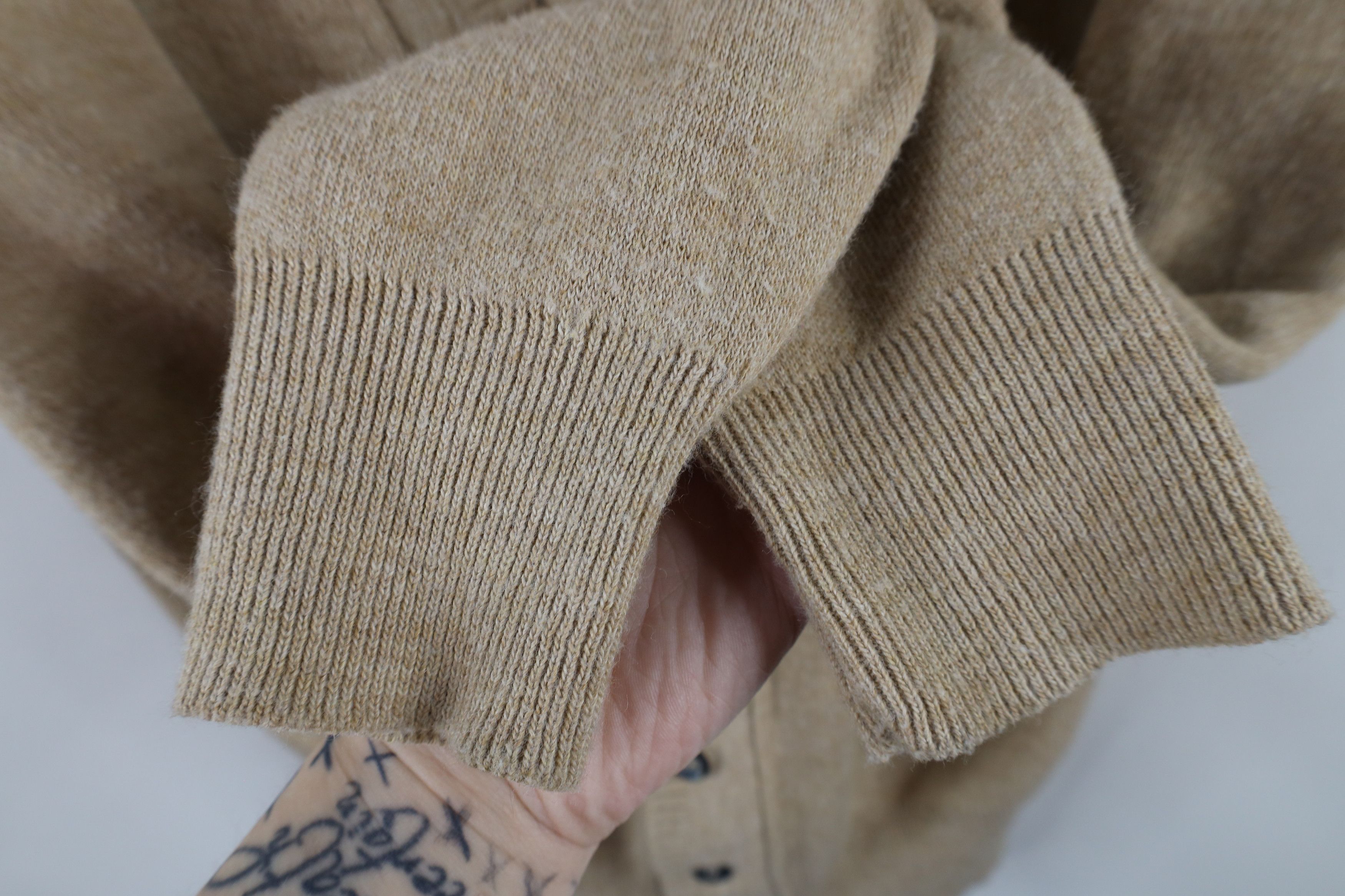 Vintage Vintage 90s Streetwear Cardigan Sweater Beige USA Acrylic Size US L / EU 52-54 / 3 - 8 Thumbnail