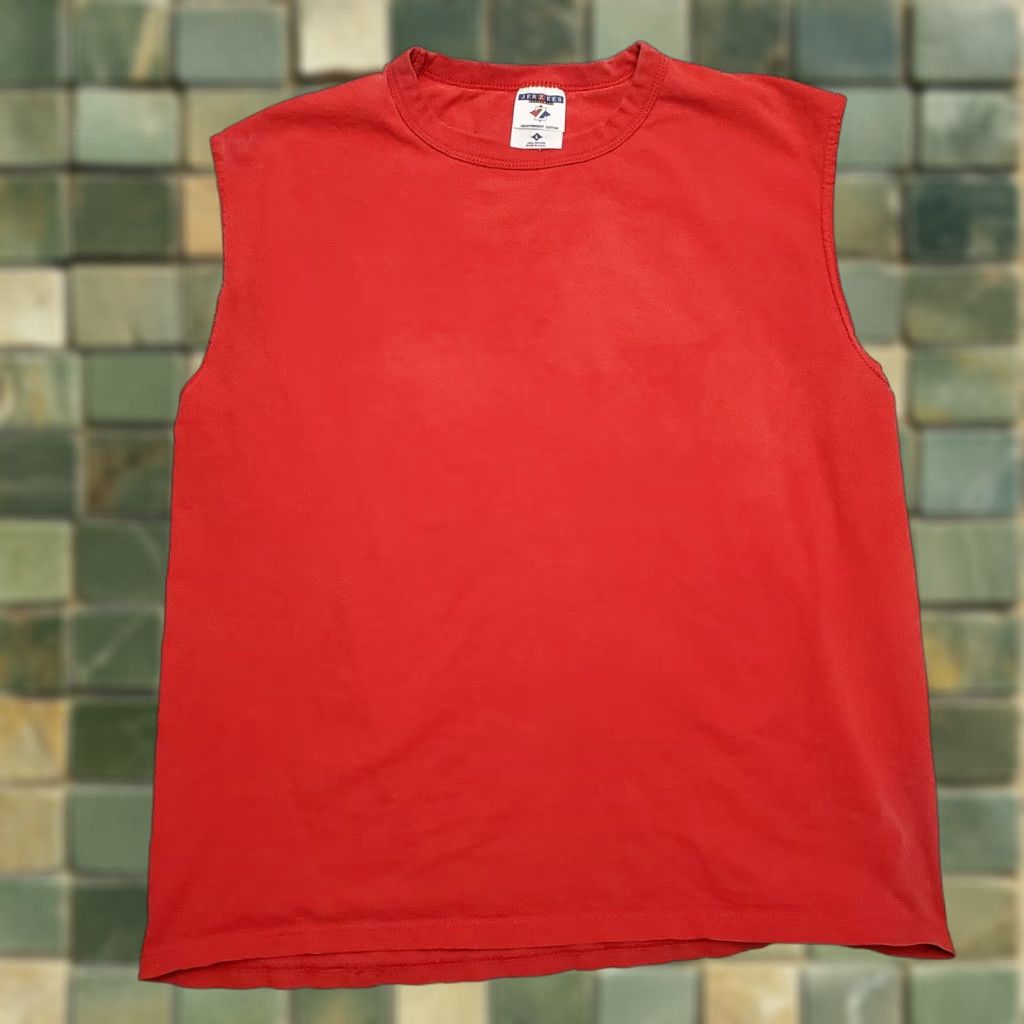 Jerzees VINTAGE Jerzees Shirt Mens Large Red Tank Top Blank 100% Cotton Crewneck TEE USA Size US L / EU 52-54 / 3 - 1 Thumbnail