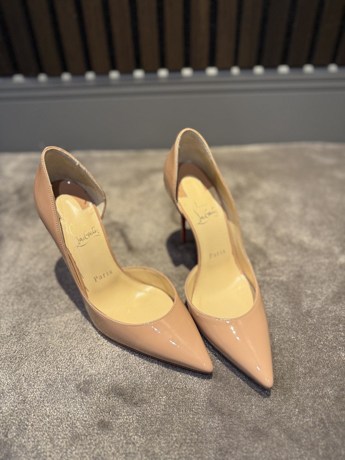 Christian Louboutin Christian Louboutin Iriza 100mm patent nude pumps Size US 7 / IT 37 - 4 Thumbnail