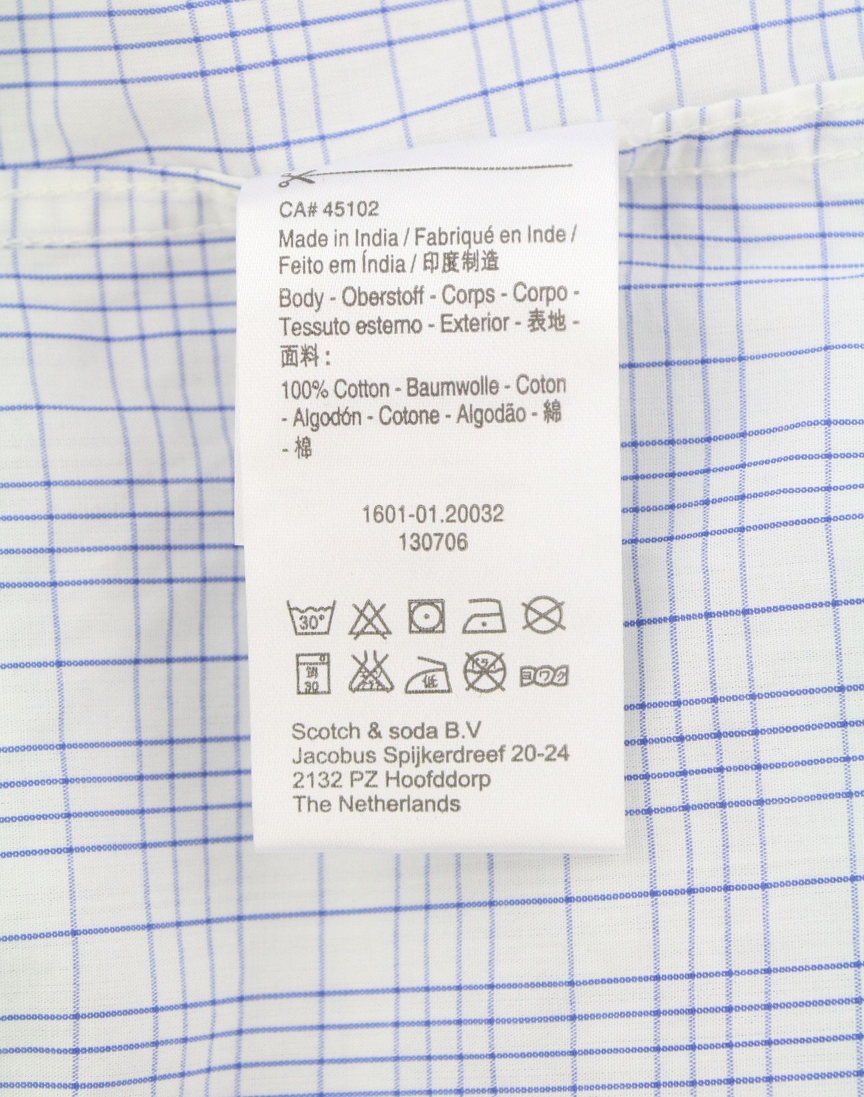 Scotch & Soda S White Plaid Cotton Button-Up Spread Shirt 89046 Size US S / EU 44-46 / 1 - 9 Thumbnail