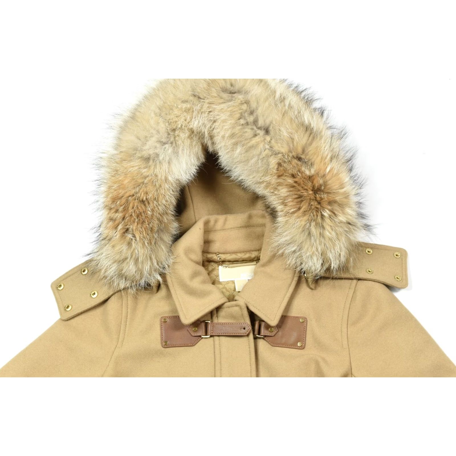 Michael Kors MIchael Kors Jacket Womens Small Camel Beige Wool Blend Fur Trim Zip-Up Clasp Size S / US 4 / IT 40 - 3 Thumbnail