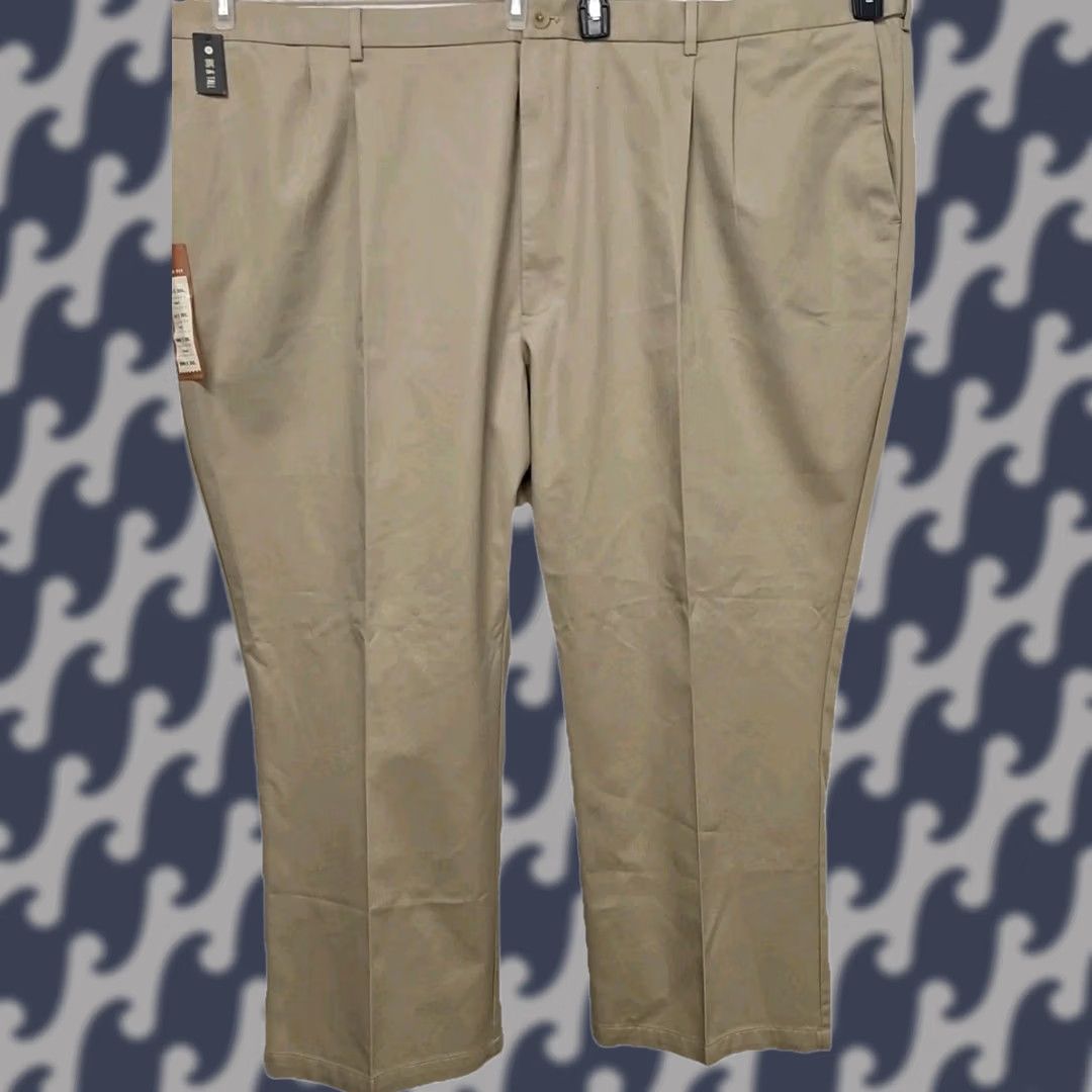 Haggar Haggar Khaki Pants 56W 26in Inseam Big & Tall Comfort Waist Classic Fit Solid Twill Cotton Flat Front Zip Button Mens Pants Size US 40 / EU 56 - 1 Thumbnail