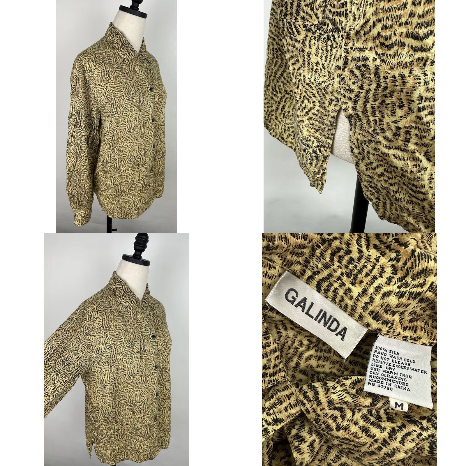 Vintage VINTAGE Galinda Silk Shirt Women's Medium 90s Boxy Button-Up Leopard Print Size M / US 6-8 / IT 42-44 - 8 Thumbnail