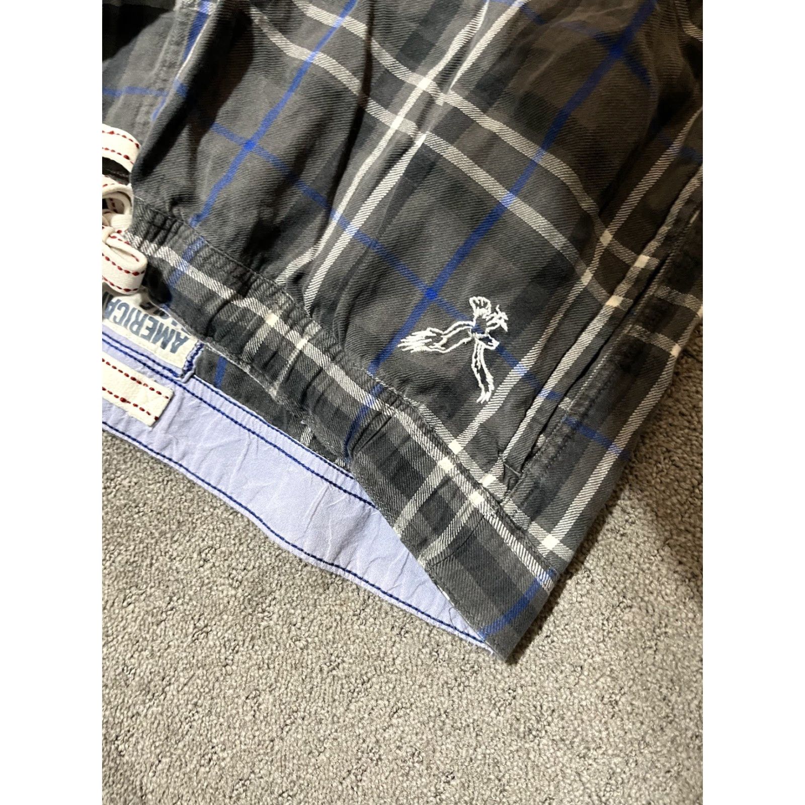 American Eagle Outfitters American Eagle Sweatpants XL Gray Plaid Fleece Lounge Straight Elastic Waist Pockets Mens Cargo Activewear Casual Travel Winter Fall Spring Size US 36 / EU 52 - 5 Thumbnail