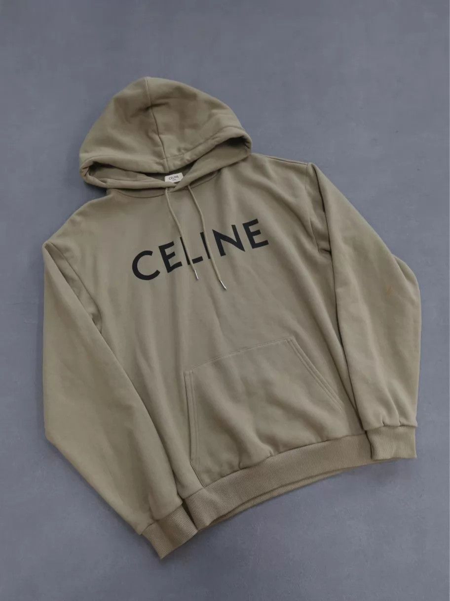 Celine CELINE Solid Logo Print Longsleeve Sweatshirt Khaki M Size US M / EU 48-50 / 2 - 1 Thumbnail