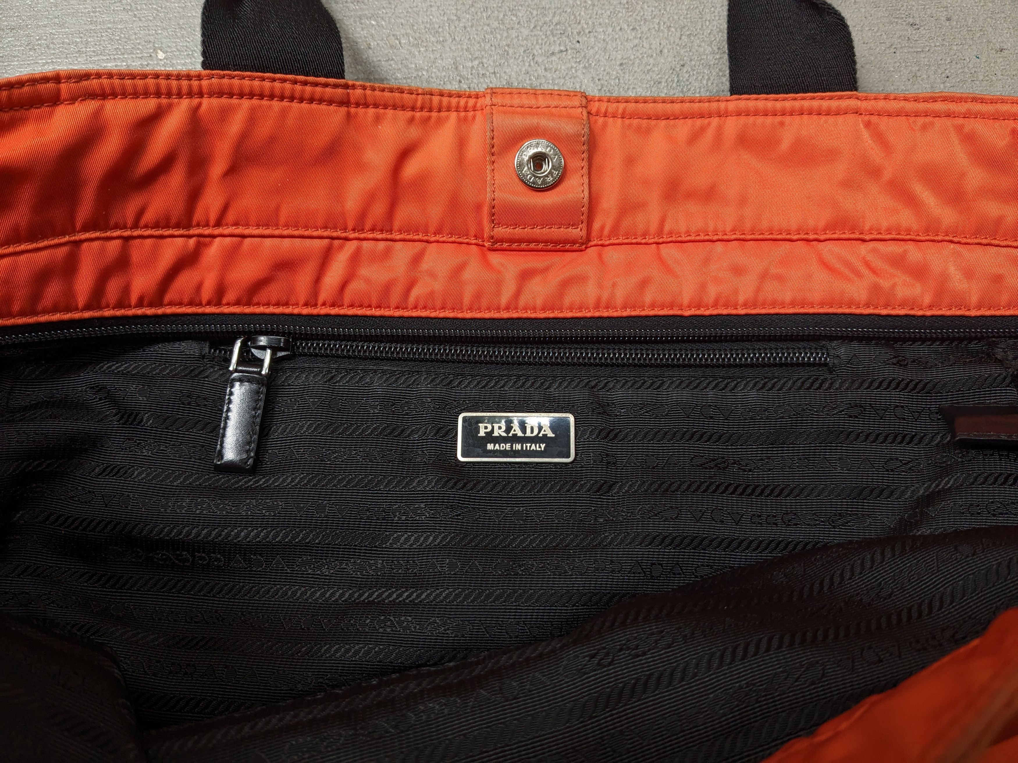 Prada Prada Bag Tote Purse Orange Nylon Black 2Way Shoulder Size ONE SIZE - 7 Thumbnail