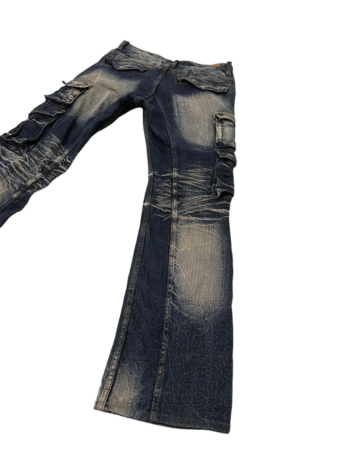 Japanese Brand Slight Flare Cargo Jeans Nicole Club Acid Wash Boot Cut 8🟦4 Size US 33 - 14 Thumbnail