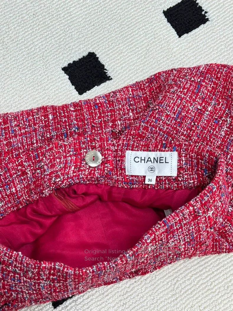 Chanel Chanel 19P red tweed half-length skirt Size 24" / US 00 / IT 34 - 4 Thumbnail