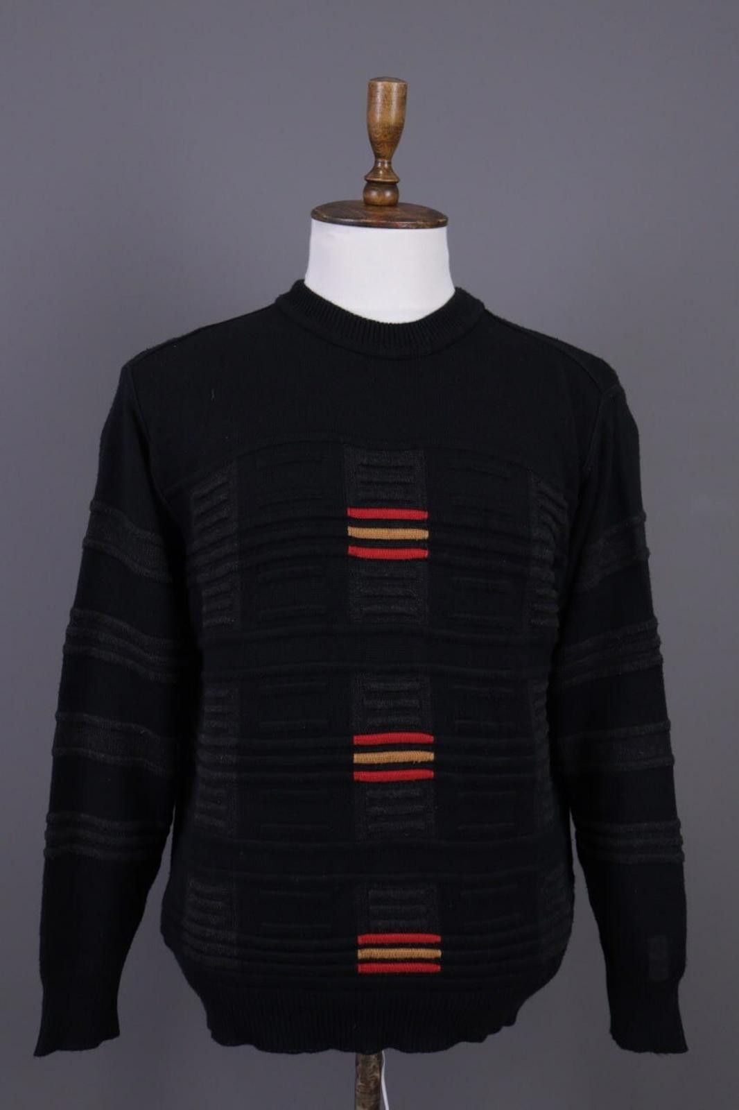 Carlo Colucci Carlo Colucci Black Striped Designer Sweater Size 50 Size US M / EU 48-50 / 2 - 1 Thumbnail