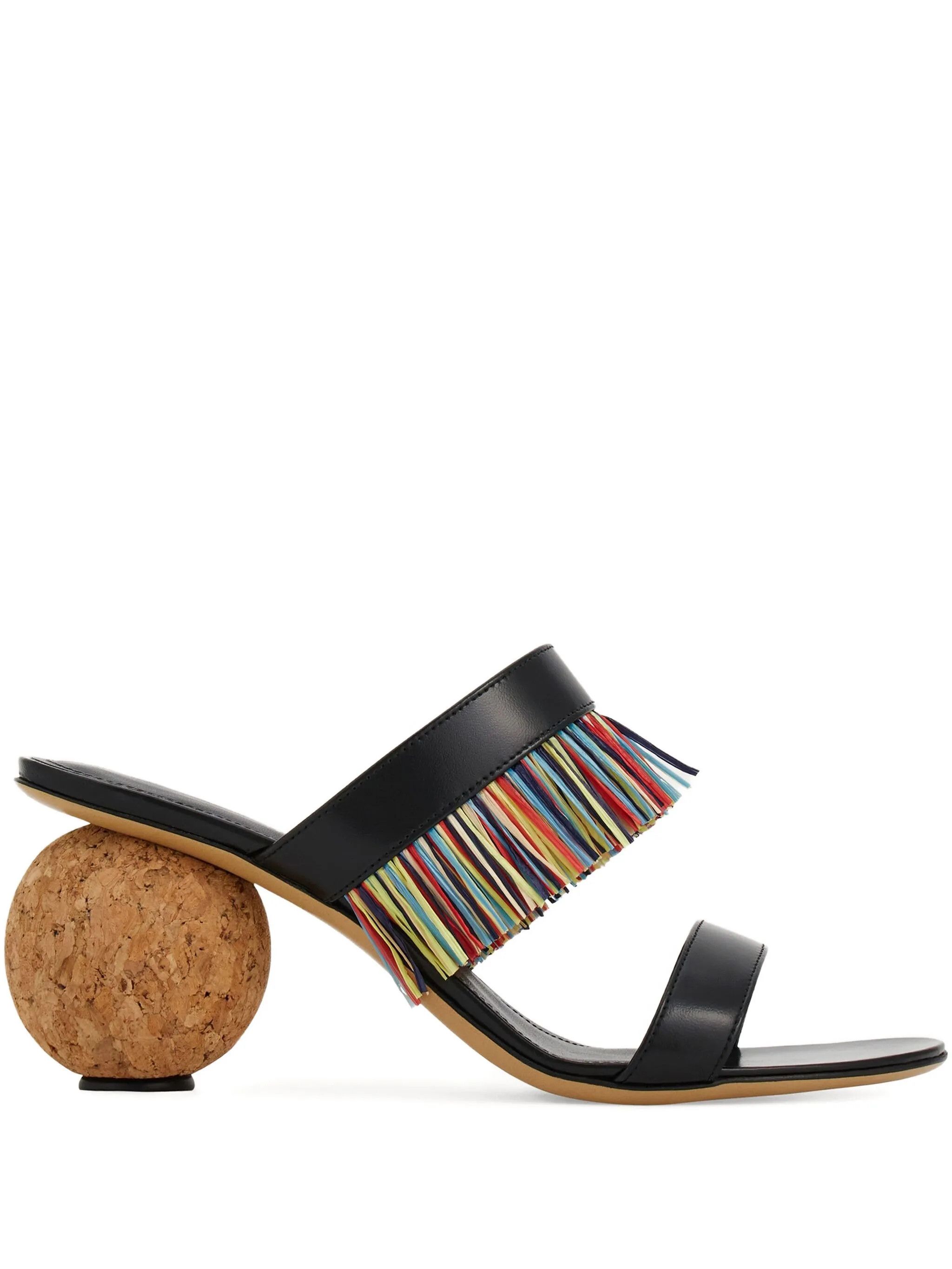 Salvatore Ferragamo o1s1rm0526 Fer Fringed Sandals in Black Size US 10 / IT 40 - 1 Thumbnail