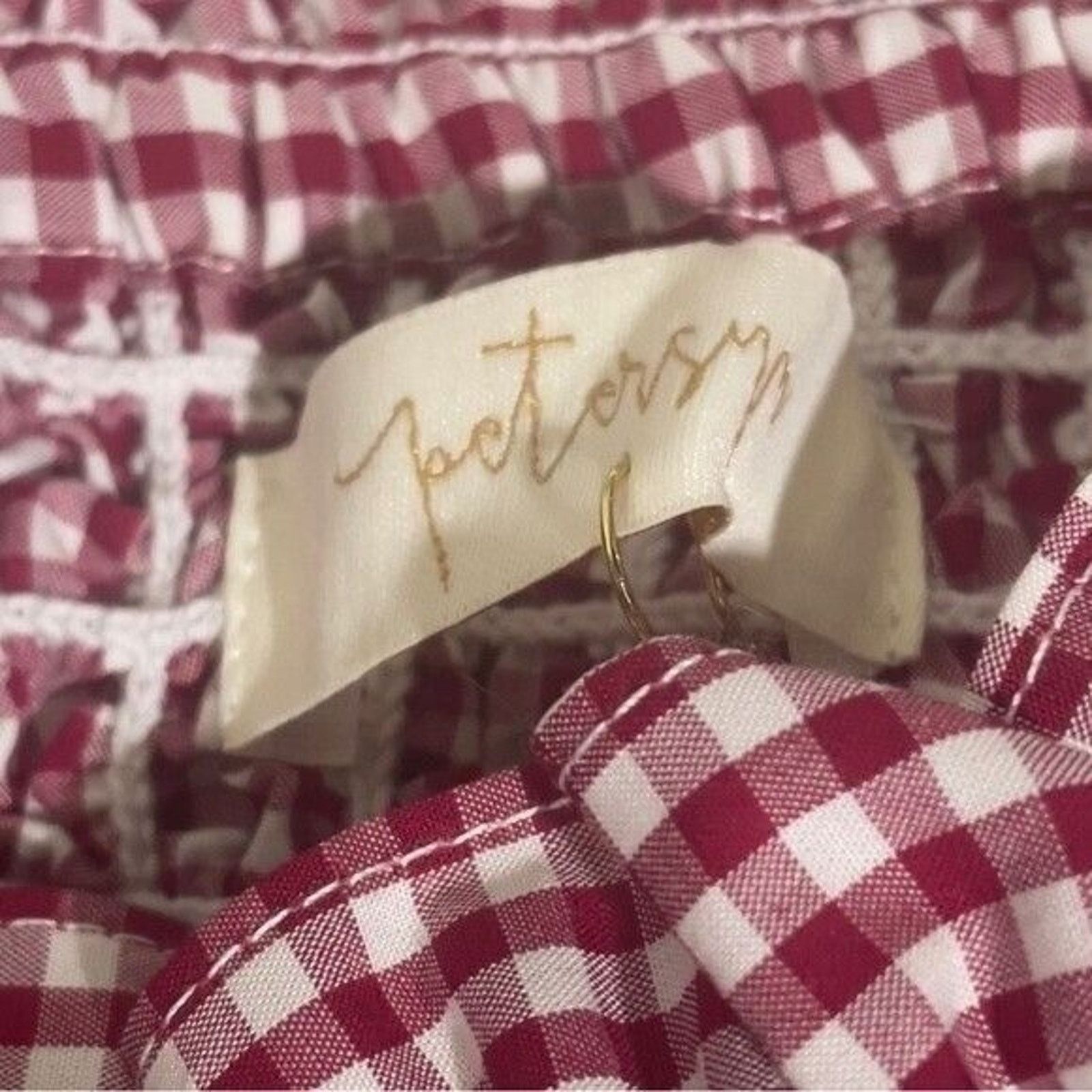 REVOLVE Petersyn Mini Benson Gingham Off-Shoulder Dress XS Red/White Size XS / US 0-2 / IT 36-38 - 6 Thumbnail