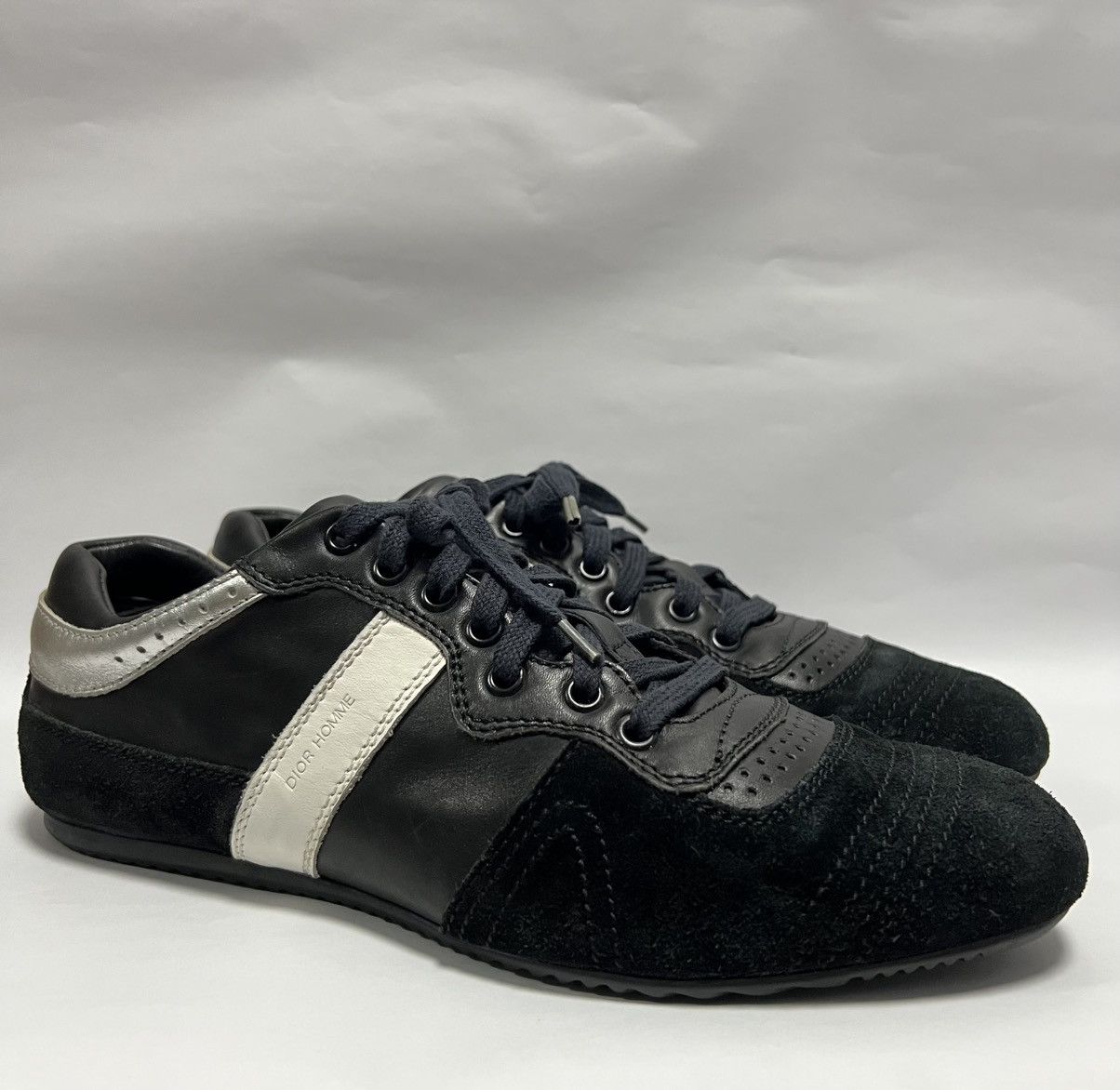 Dior Homme - S/s 07 - B34 Suede Leather Low Trainers Shoes in Black, Men's (Size 7.5)