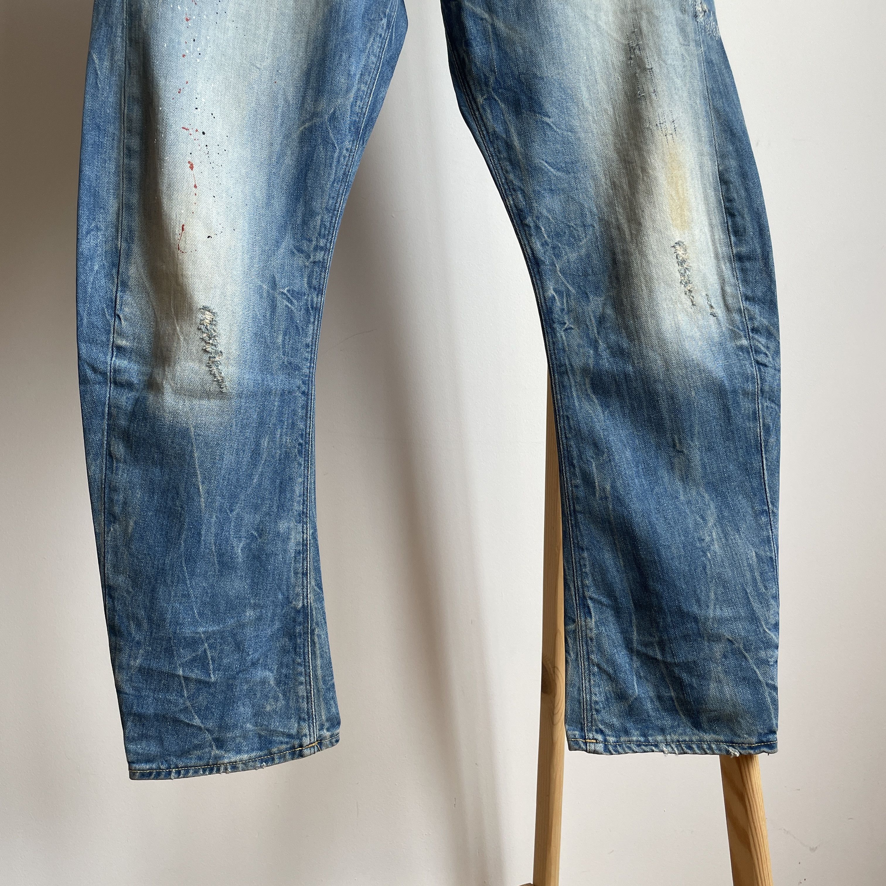 G Star Raw Type C 3D Loose Tapered Distressed Stained Denim