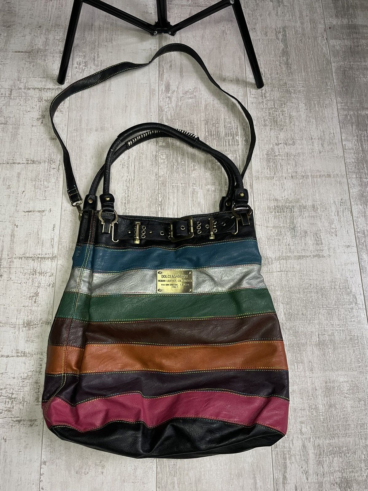 Dolce & Gabbana Vintage 00’s Dolce & Gabbana Y2K Striped Leather Bag RARE Size ONE SIZE - 1 Thumbnail