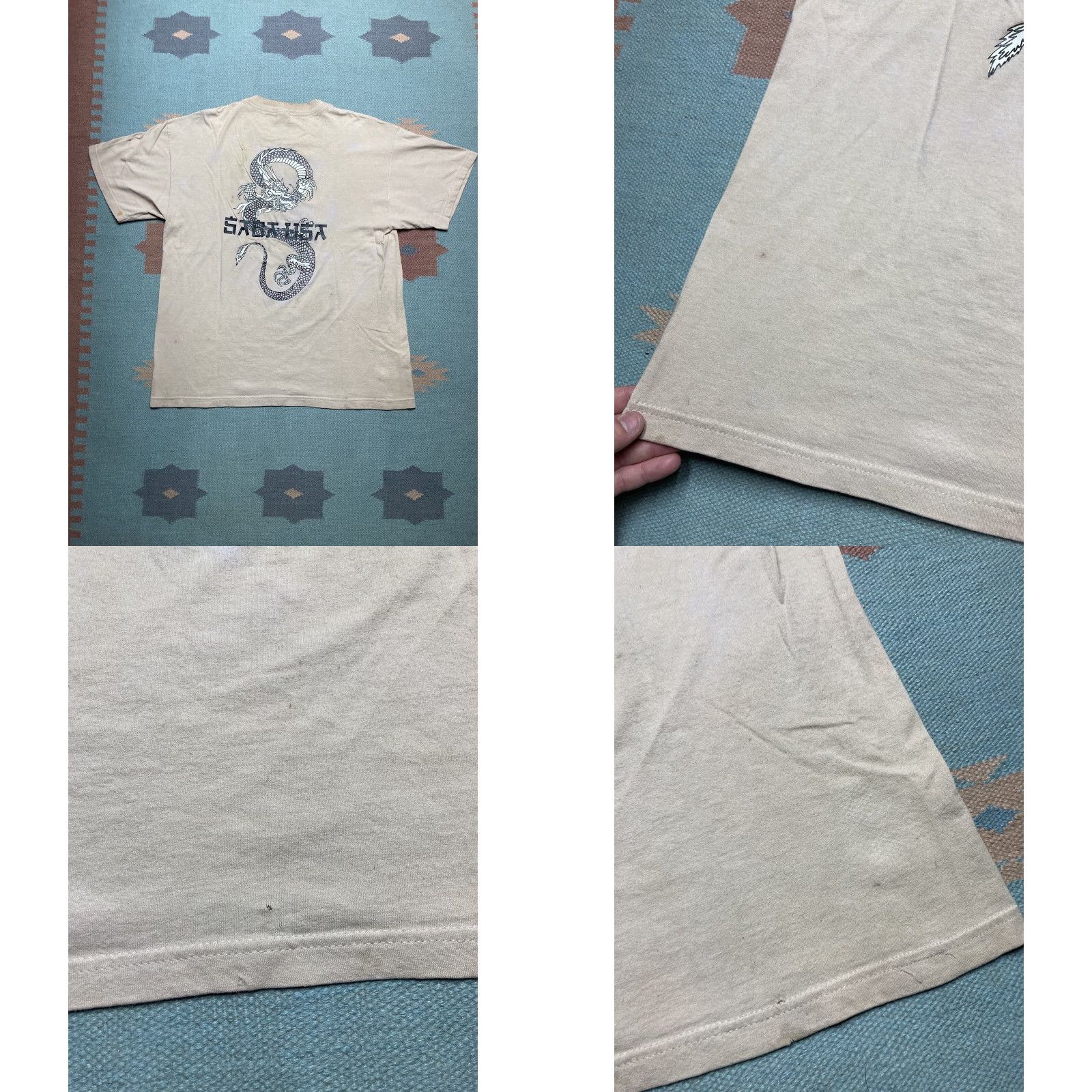 Vintage VINTAGE Dragon T Shirt Tribal Double-Sided JNCO Style Flames Asian Men XL Beige T-Shirt Mens XL Size US XL / EU 56 / 4 - 8 Thumbnail