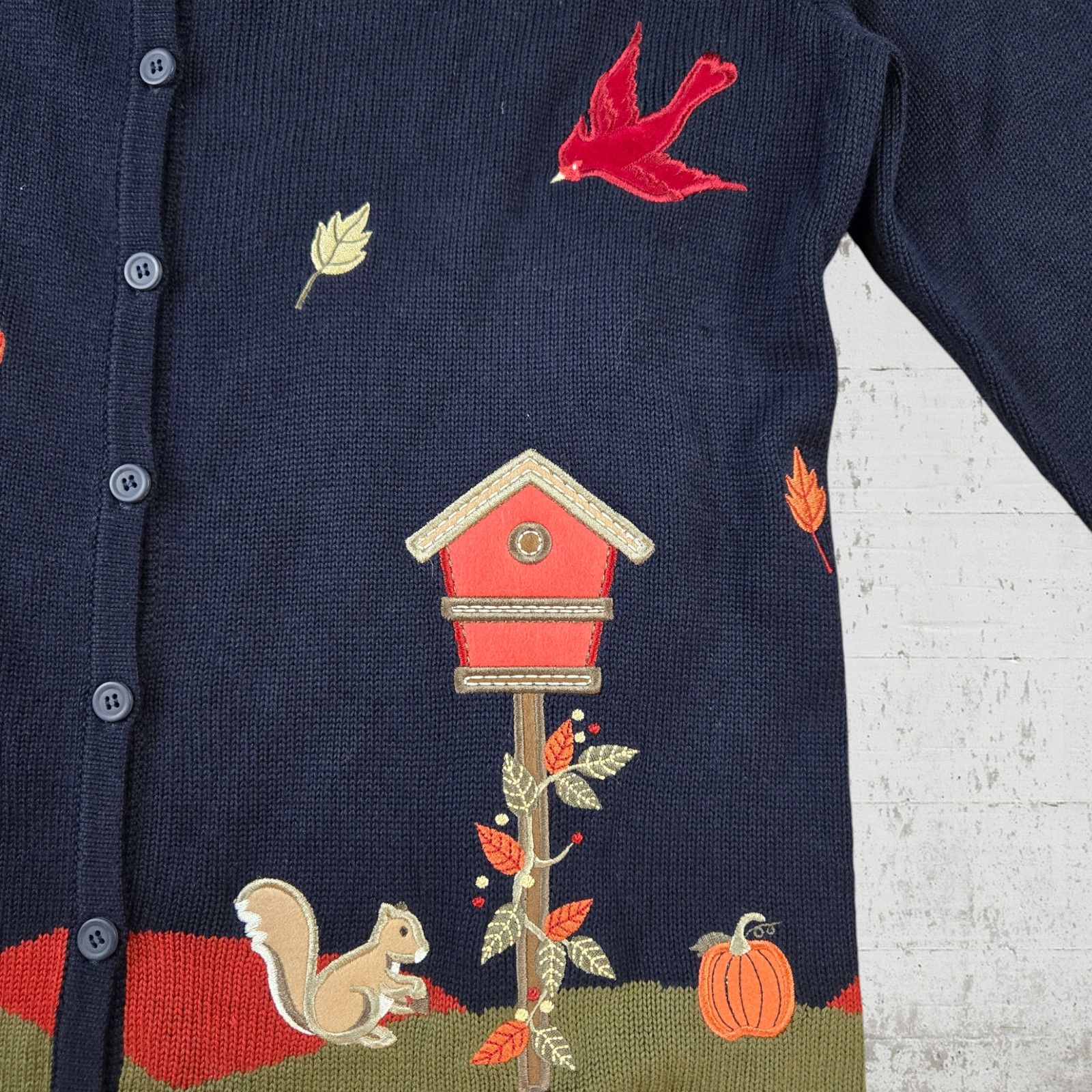 Vintage Y2K Navy Cardinal Fall Embroidered Cardigan Size 14 Size XL / US 12-14 / IT 48-50 - 7 Thumbnail