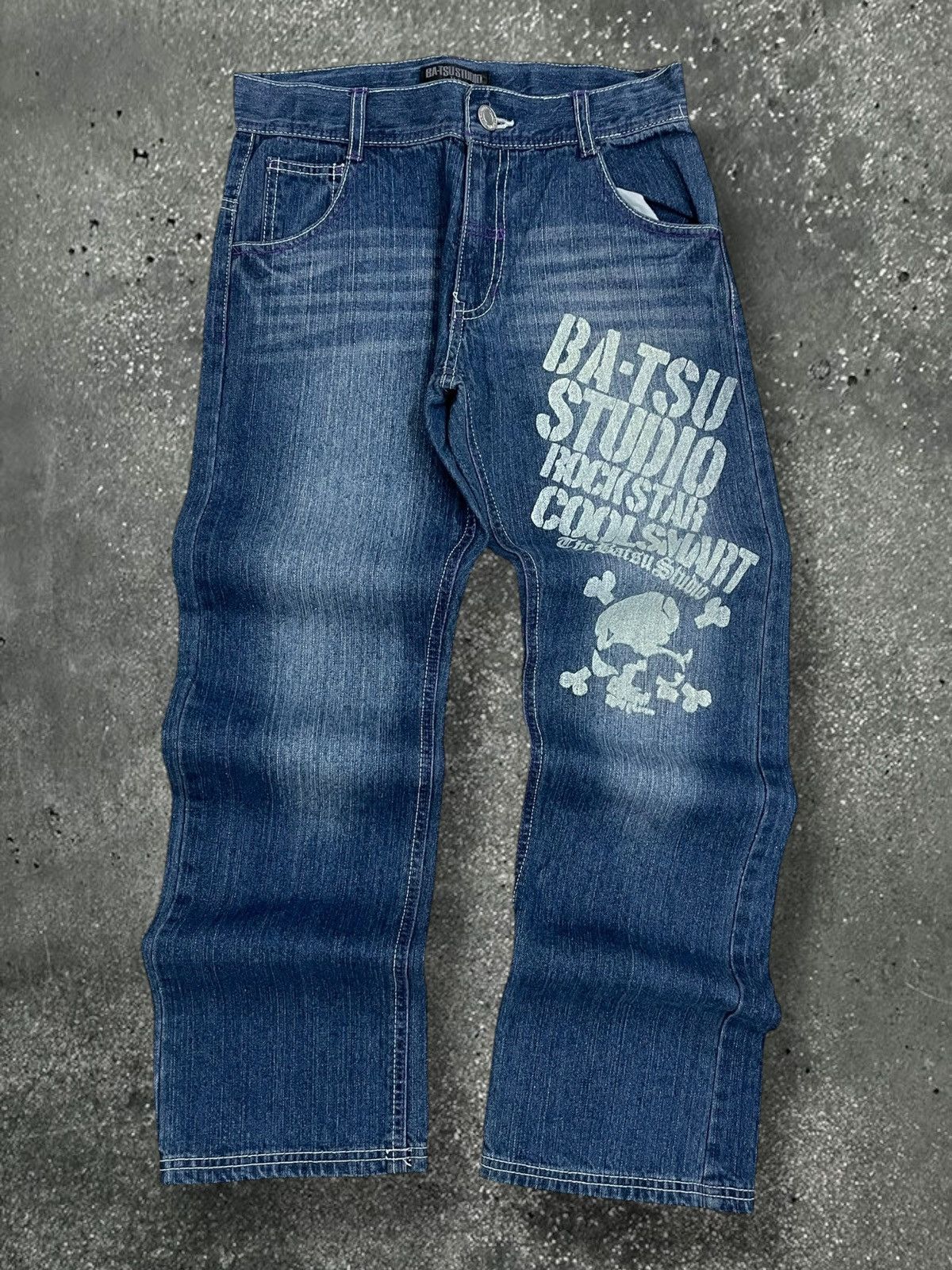 Japanese Brand Vintage Japan Iconic Streetwear Ba-tsu Skull CoolSwart Denim Size US 27 - 1 Thumbnail