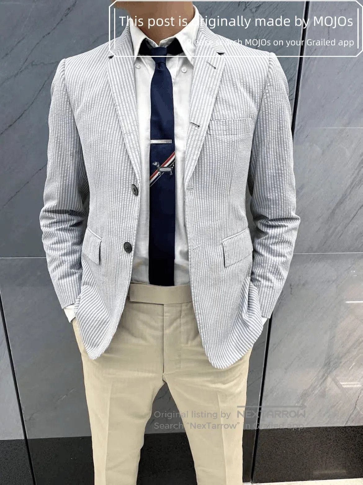 Thom Browne Sz 2 Thom Browne Classic Stripe Slim Blazer Jacket. Size US M / EU 48-50 / 2 - 7 Thumbnail