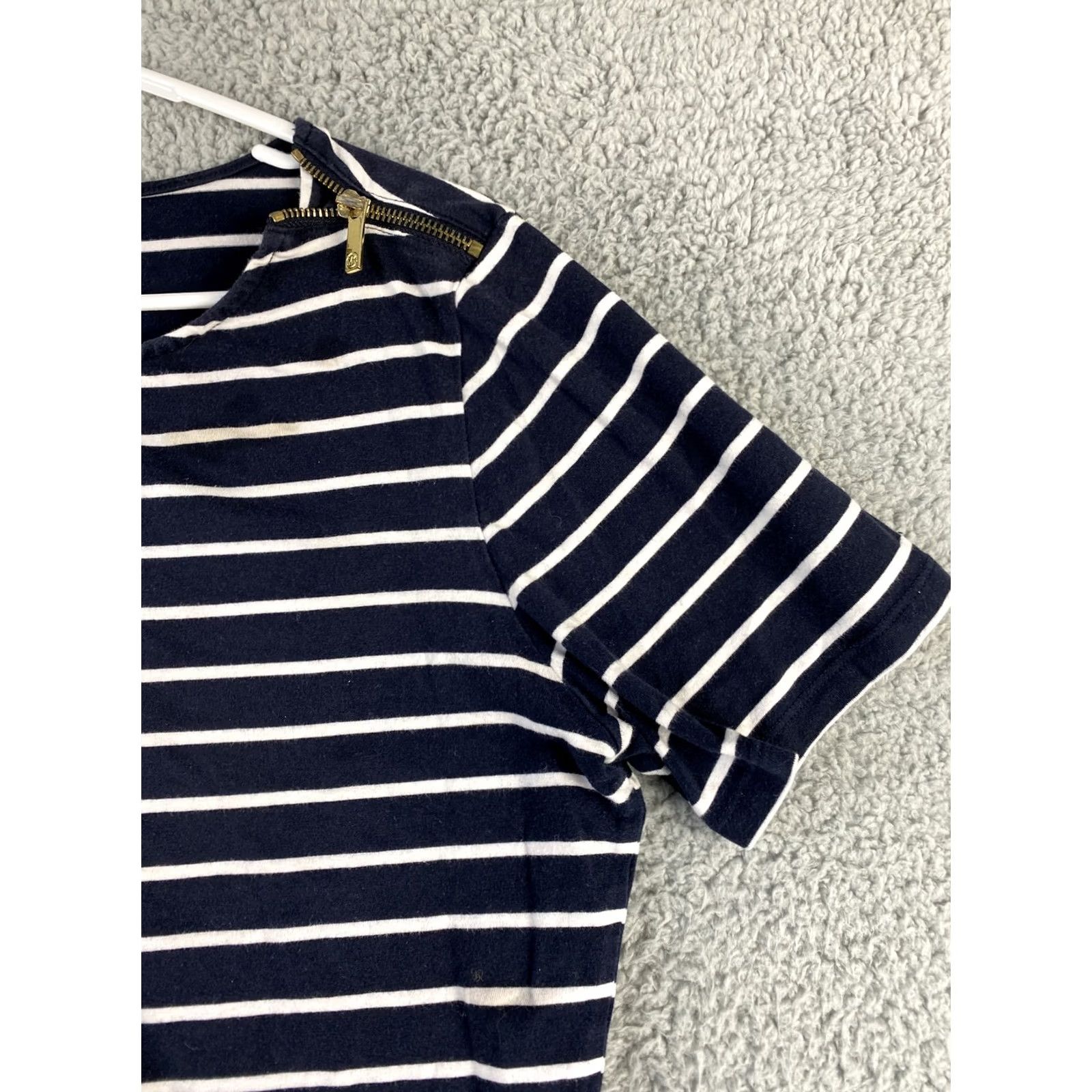 Michael Kors Michael Kors T Shirt Women’s Blue Gold Zip Cotton Size Large/ 37-12 Size L / US 10 / IT 46 - 2 Thumbnail