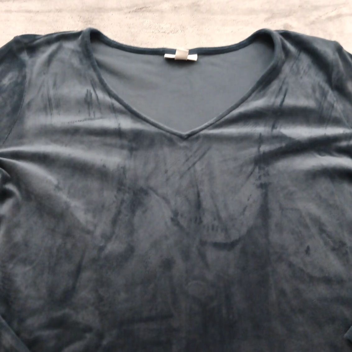 J. Jill J. Jill Tunic Shirt Womens Large Blue Velour Long Sleeve V-Neck Pullover Blouse Casual Sleeve Polyester Spandex Size L / US 10 / IT 46 - 2 Thumbnail