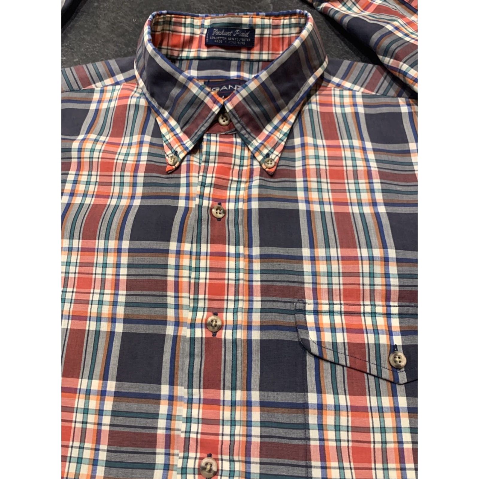 Gant GANT Men's Long Sleeve Plaid Button-Down Shirt, Casual Business Wedding Workwear, Blue, Large Size US L / EU 52-54 / 3 - 3 Thumbnail