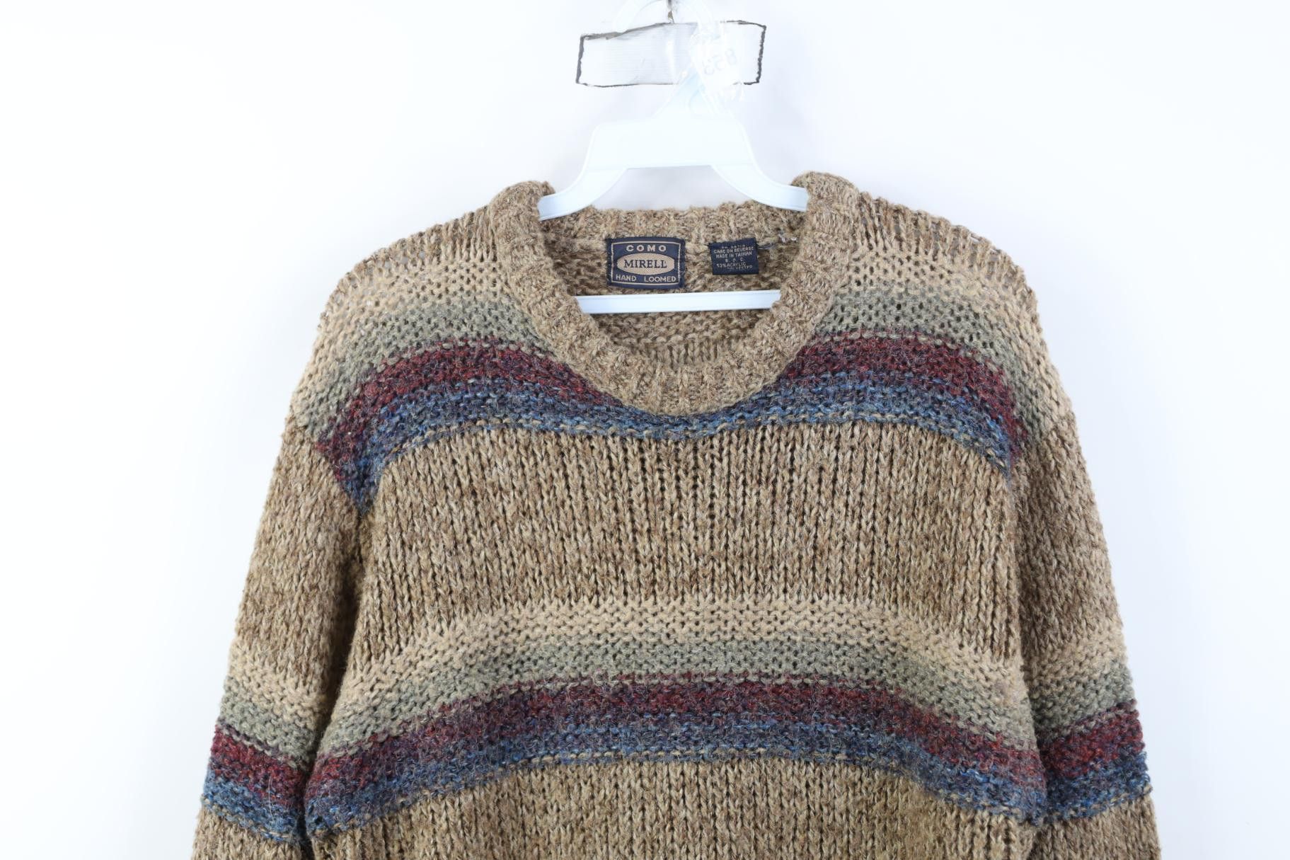 Vintage Vintage 90s Streetwear Tone Striped Hand Loomed Knit Sweater Size L / US 10 / IT 46 - 2 Thumbnail