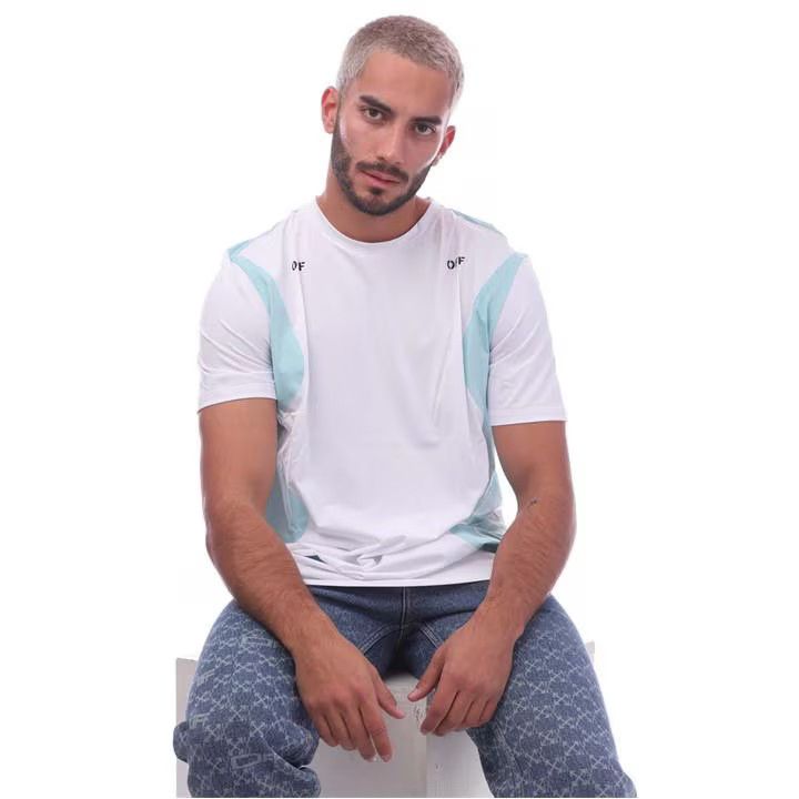 Off-White o1y0325 Logo Crewneck T-Shirt in White/Light Blue Size US XS / EU 42 / 0 - 3 Thumbnail