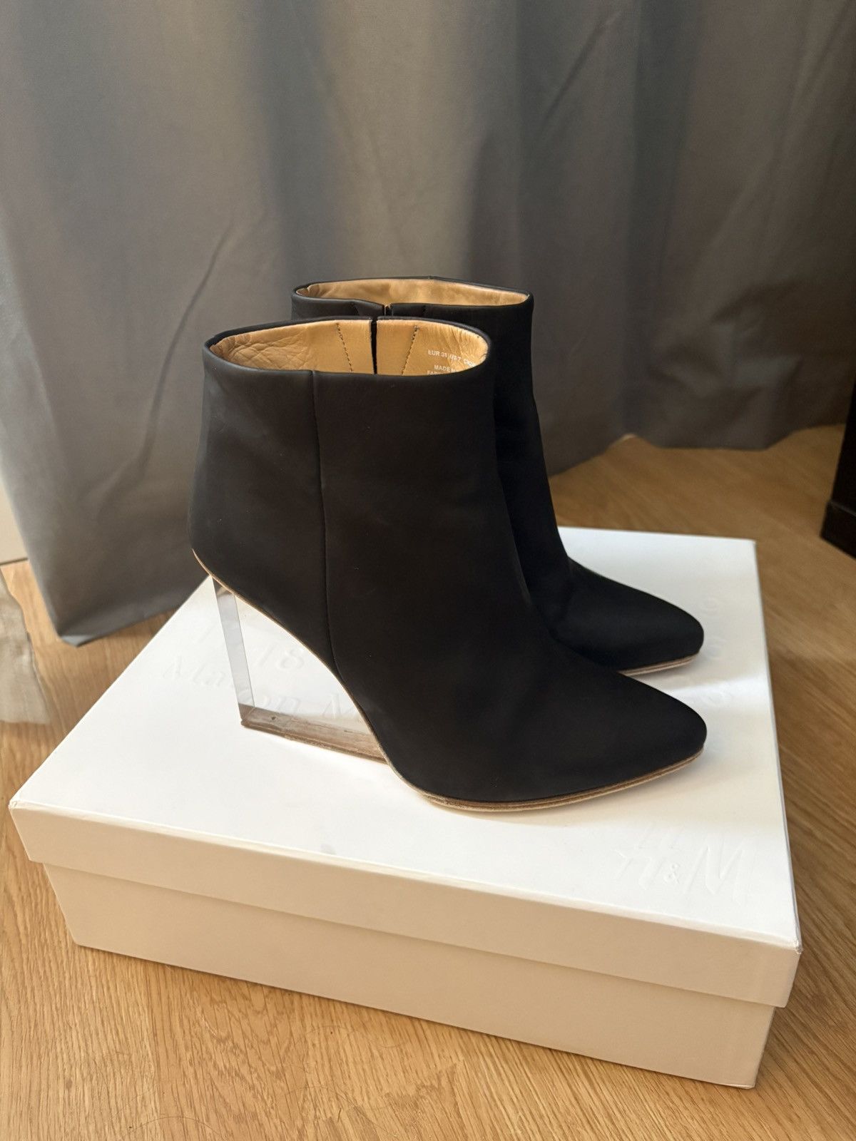 H&M × Maison Margiela H&M x Maison Martin Margiela Black Leather Boots Wedge Plexi Size US 7 / IT 37 - 1 Thumbnail
