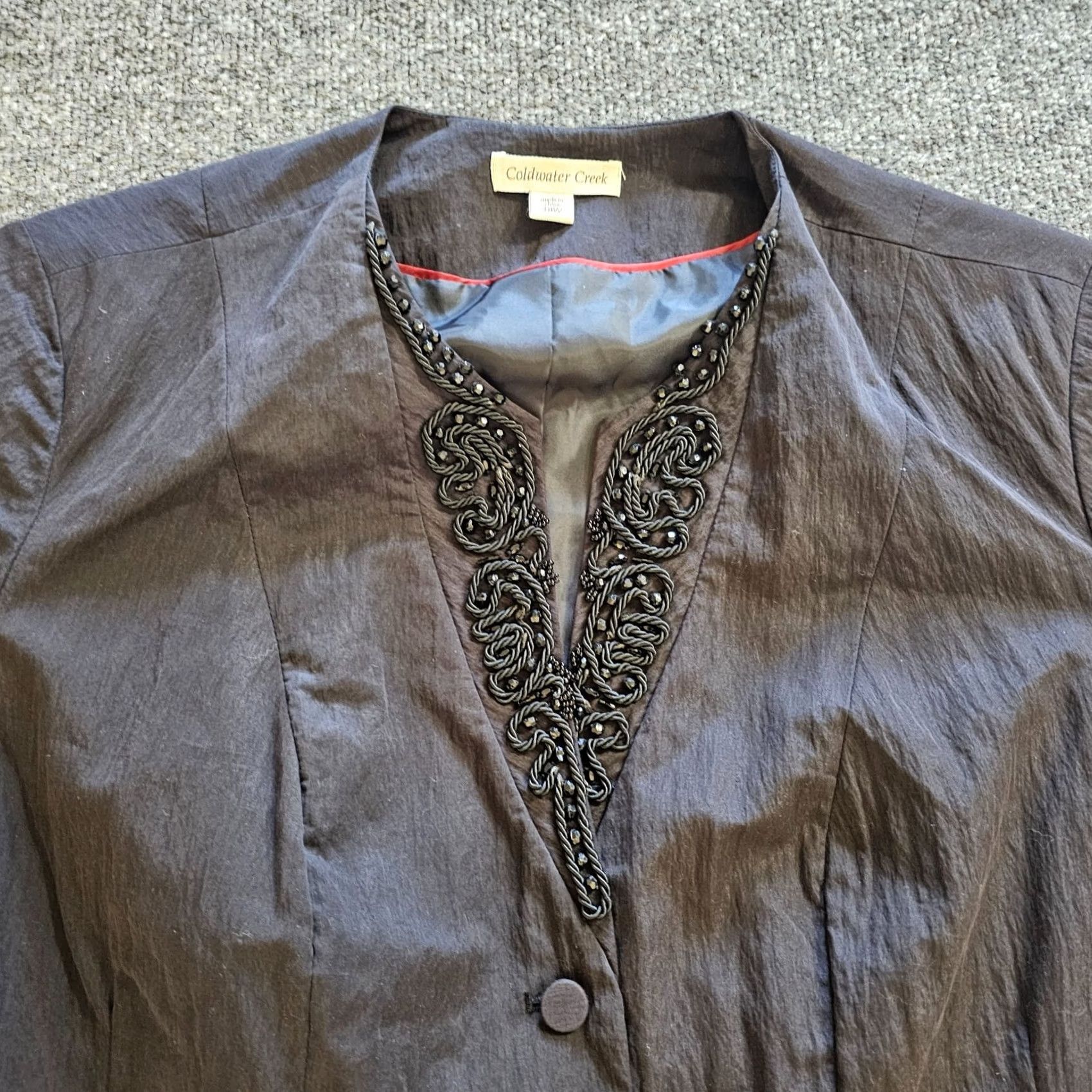 Coldwater Creek Coldwater Creek Jacket Women 18W Black Taffeta Beaded Embroidery Dinner Cocktail Party/Cocktail Size XXL / US 16-18 / IT 52-54 - 2 Thumbnail