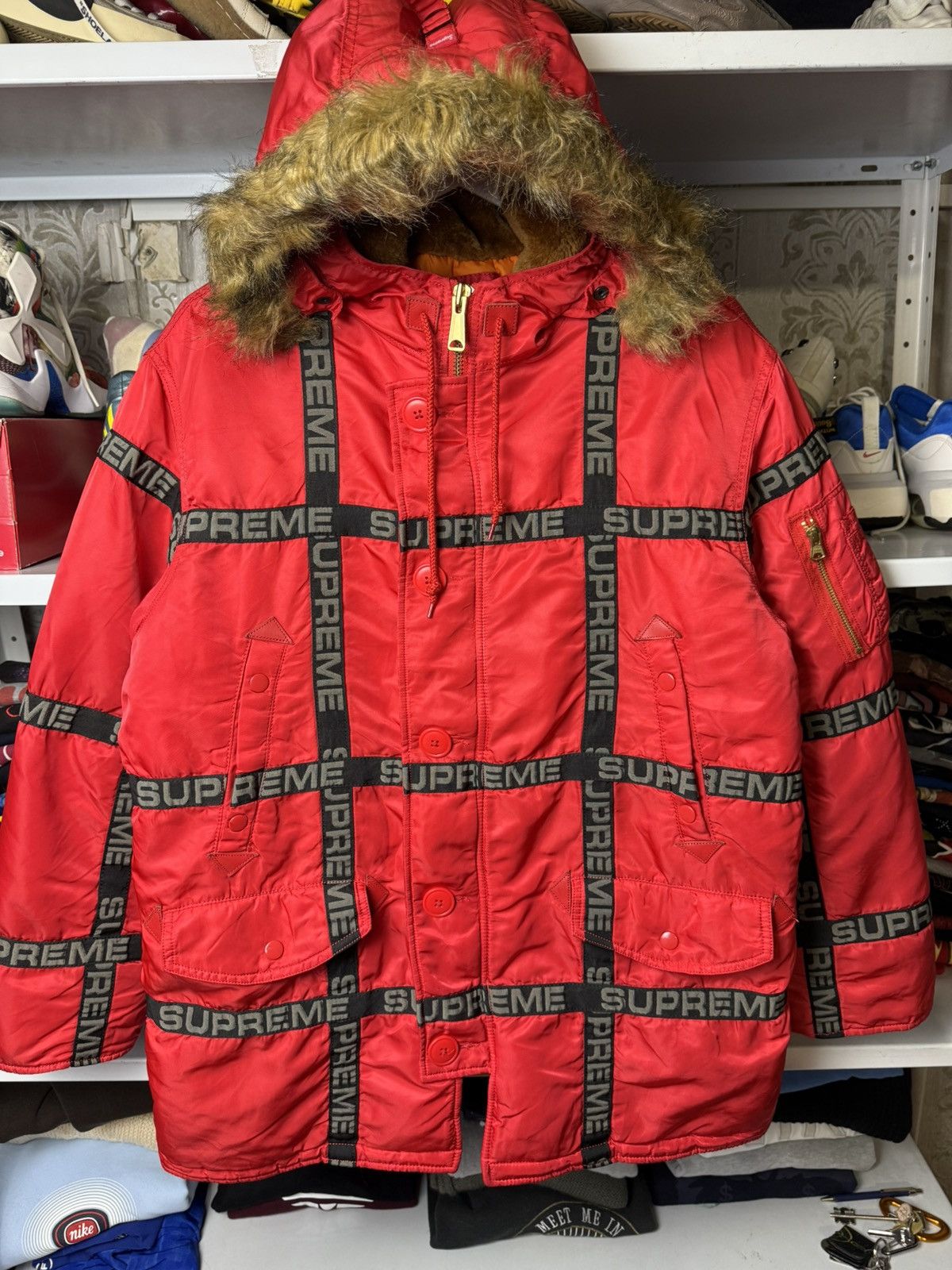 Supreme 2018 Supreme Logo Tape N-3B Parka Jacket Size US M / EU 48-50 / 2 - 4 Thumbnail
