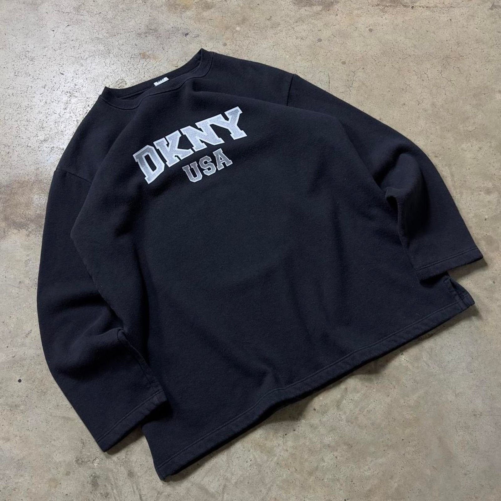 DKNY × Vintage Y2K DKNY Boxy Utility Black USA MADE Streetwear Sweatshirt Size US M / EU 48-50 / 2 - 1 Thumbnail