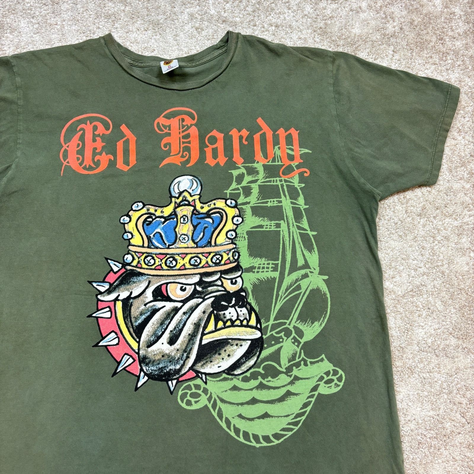 Ed Hardy × Vintage Vintage Ed Hardy Christian Audigier Bulldog Shirt XL Y2K Size US XL / EU 56 / 4 - 2 Thumbnail