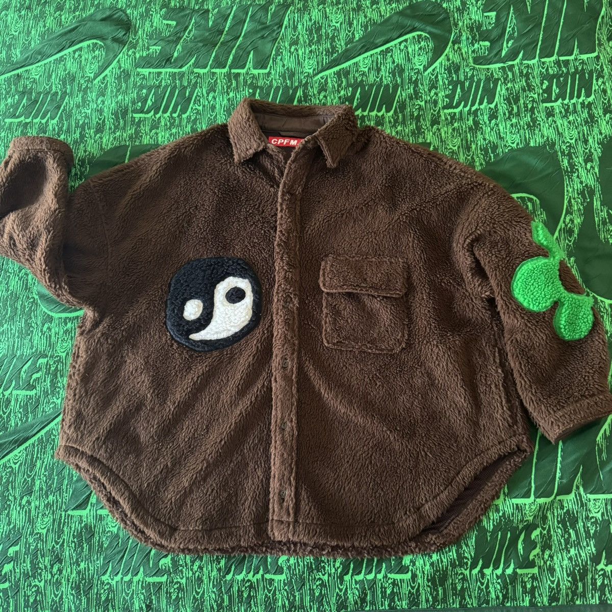 Human Made Cactus plant flea market brown big fuzzy shirt Sherpa