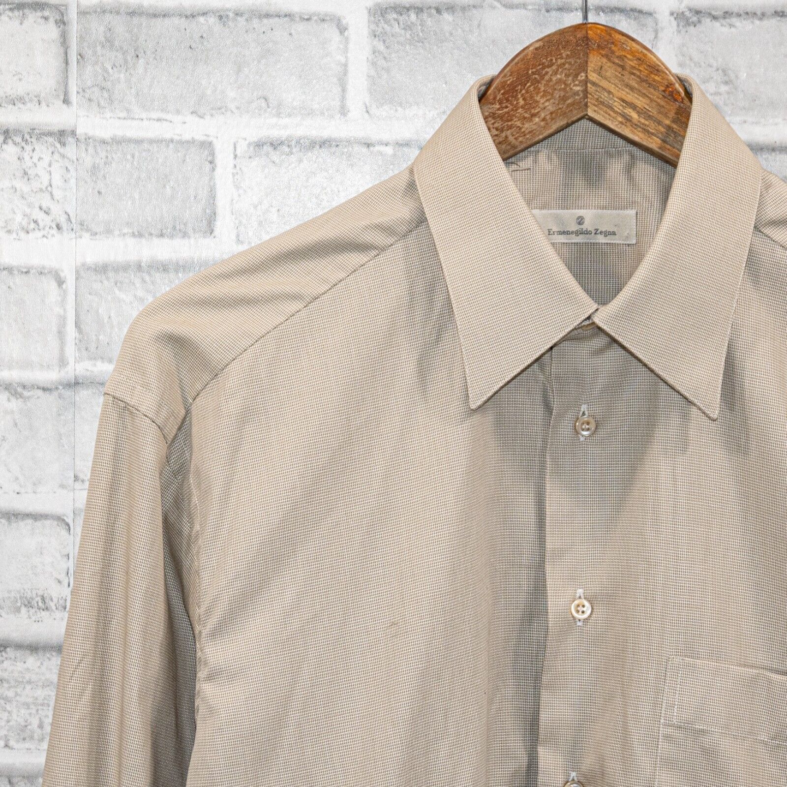 Ermenegildo Zegna Ermenegildo Zegna Men's Long Sleeve Button up Shirt Beige Size US M / EU 48-50 / 2 - 4 Thumbnail