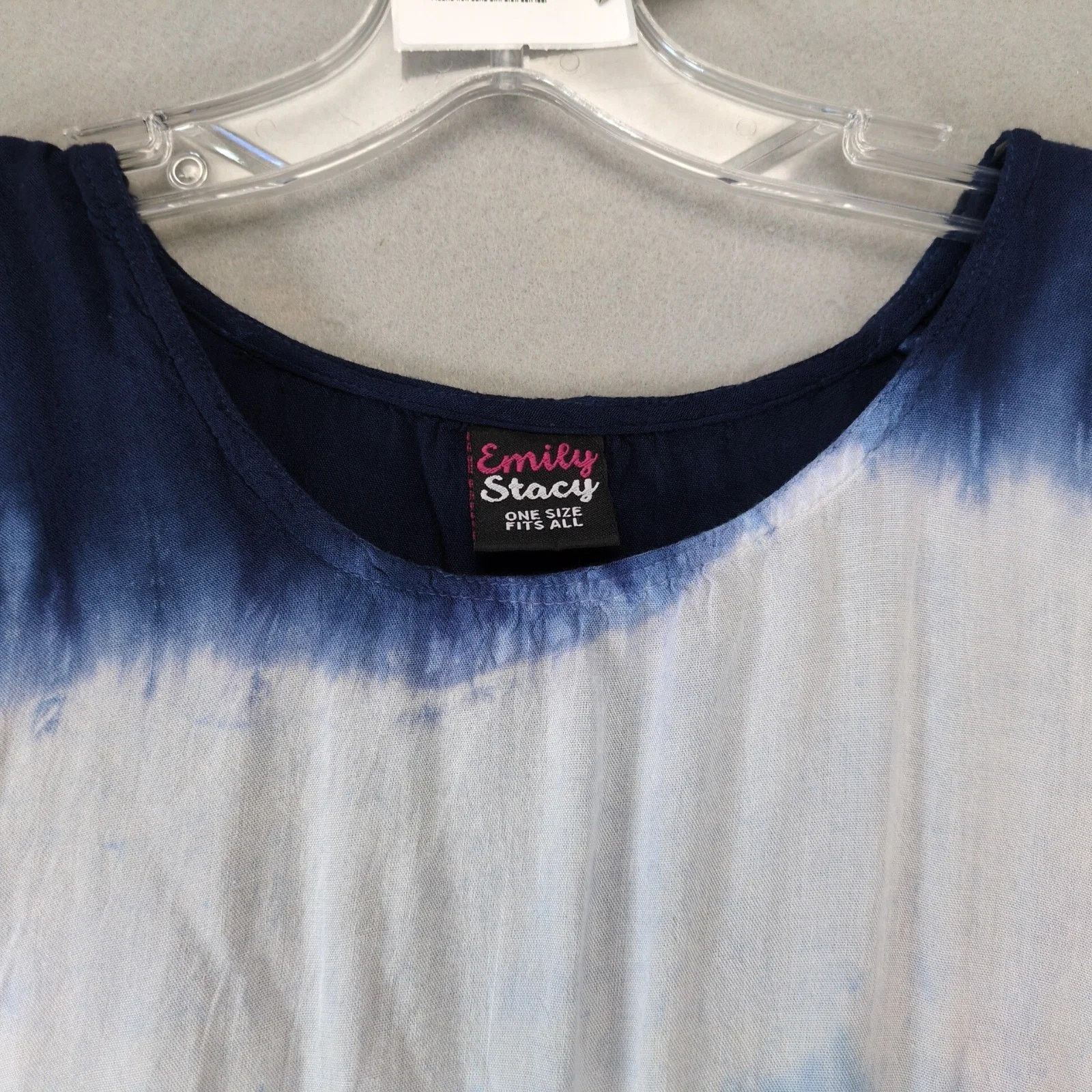 Other Emily Stacy Blue Tie Dye Coverall Tunic Top Women's OSFA Size ONE SIZE - 3 Thumbnail