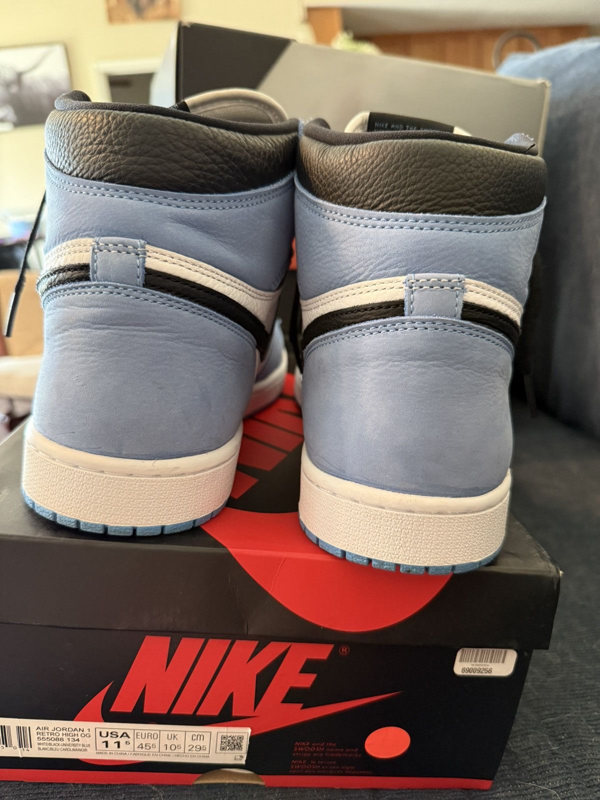 Jordan Brand Air Jordan 1 Retro University Blue Size US 11.5 / EU 44-45 - 11 Thumbnail