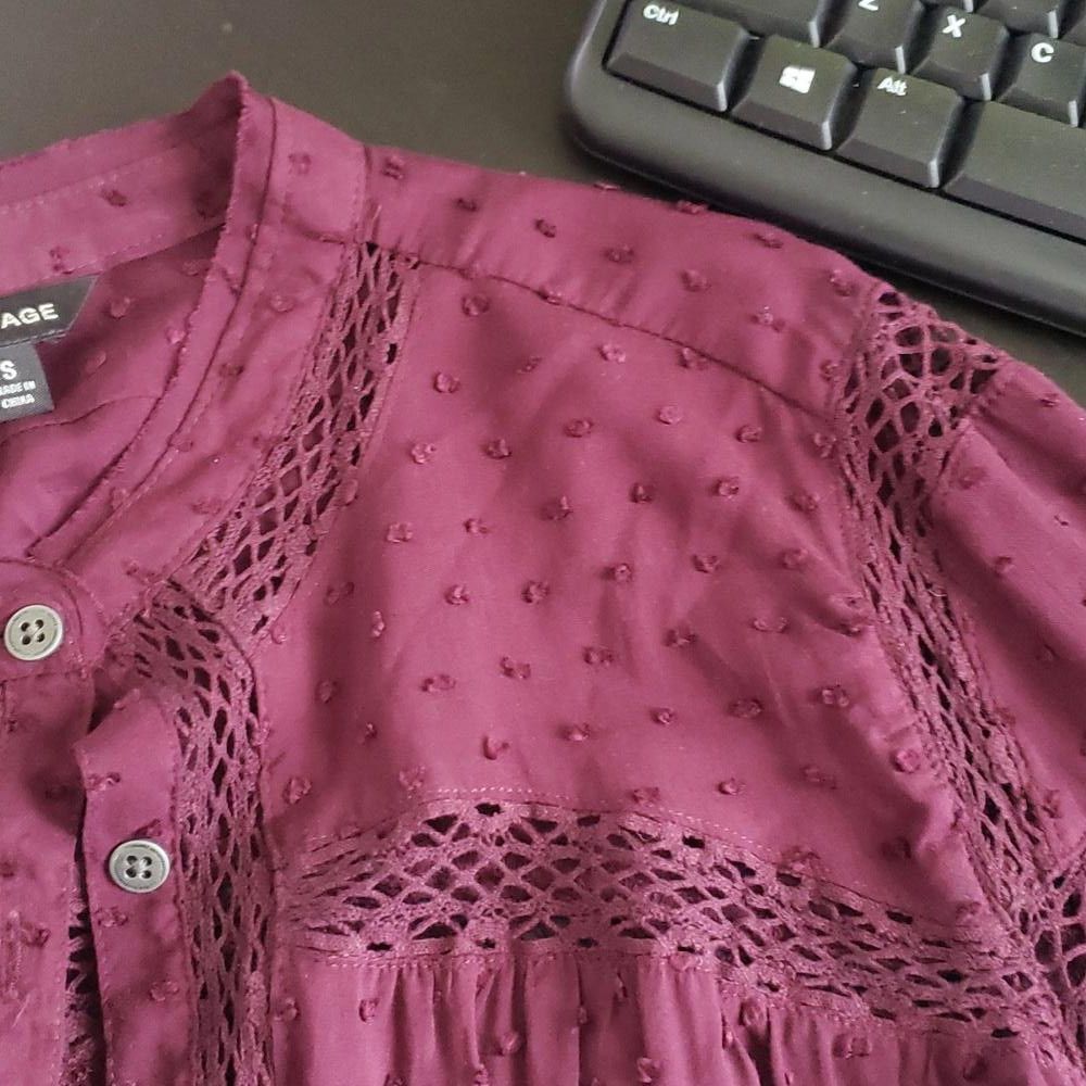Designer CT747 Rampage Ladies Burgundy Long Sleeve Romance Shirt S Size S / US 4 / IT 40 - 8 Thumbnail