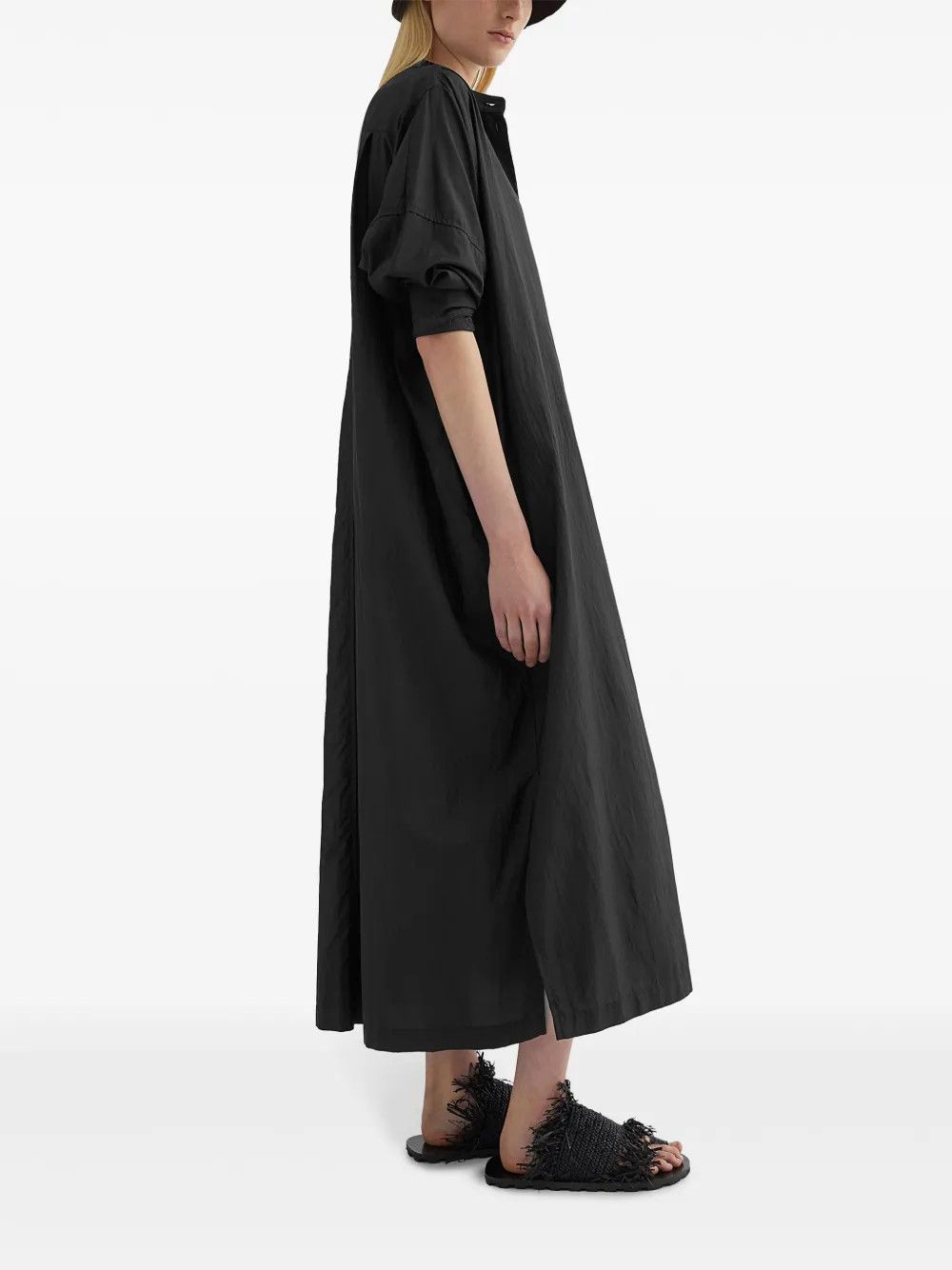 Jil Sander o1loc1c0426 Satin Shirt Dress in Black Size XL / US 12-14 / IT 48-50 - 3 Thumbnail