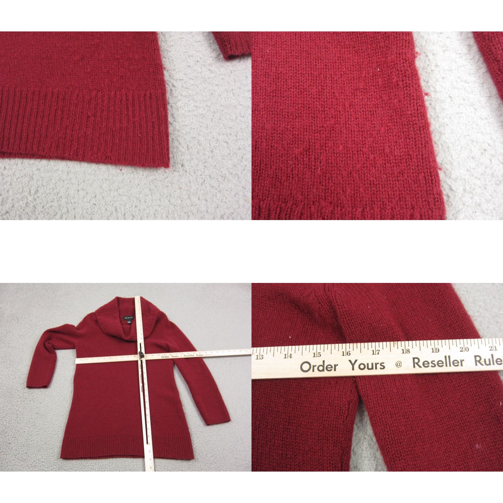 Vintage McDuff Sweater Womens Small Red 100% Cashmere Cowl Neck Pullover Knit Ladies Shirt Size S / US 4 / IT 40 - 8 Thumbnail