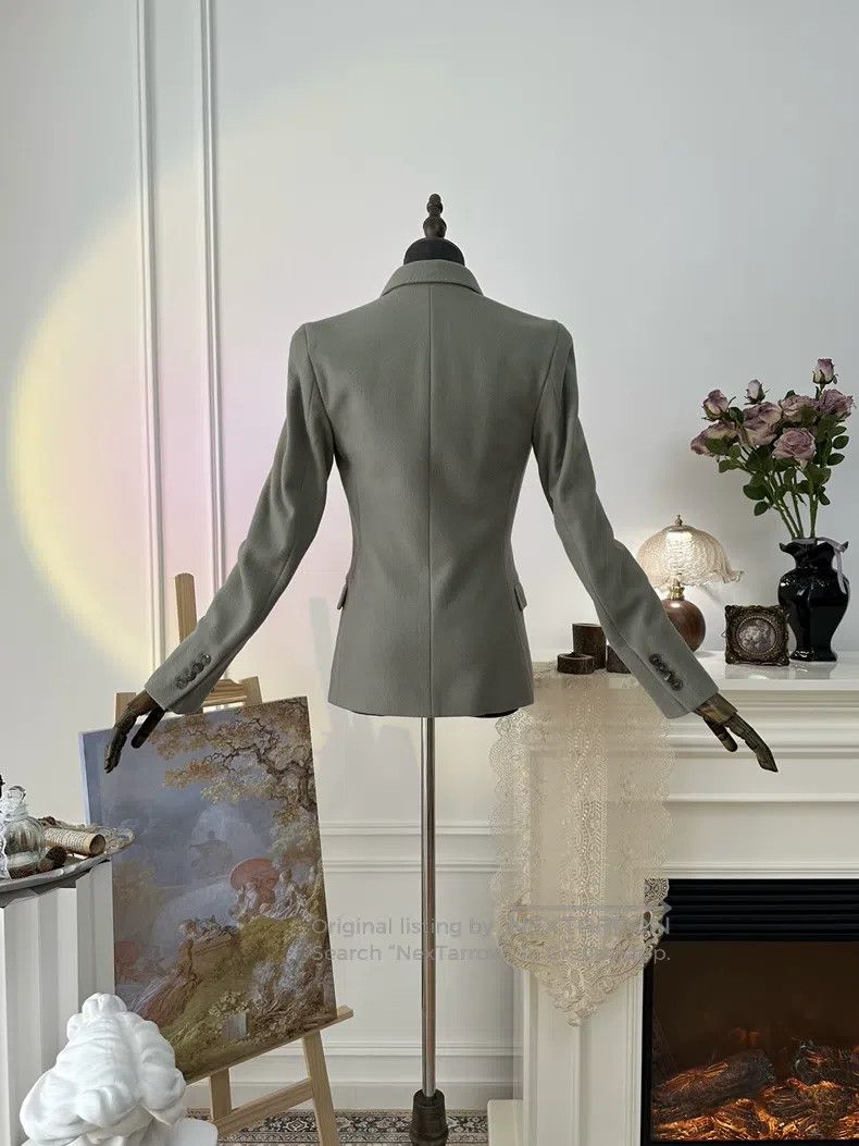 Hermes Hermes Cashmere Blazer Jacket, Gray Green Size XXS / US 00 / IT 34 - 2 Thumbnail