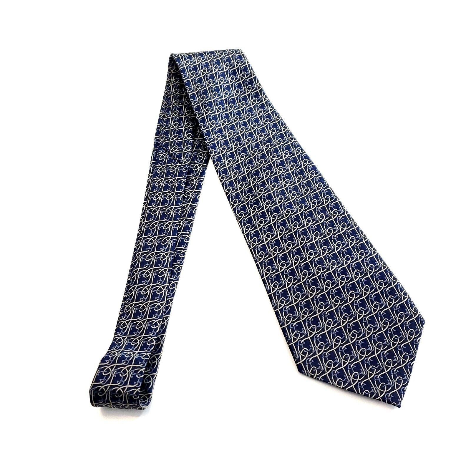 Designer Rene Chagal Blue Tan Geometric Print Wide Silk Tie Size ONE SIZE - 6 Thumbnail