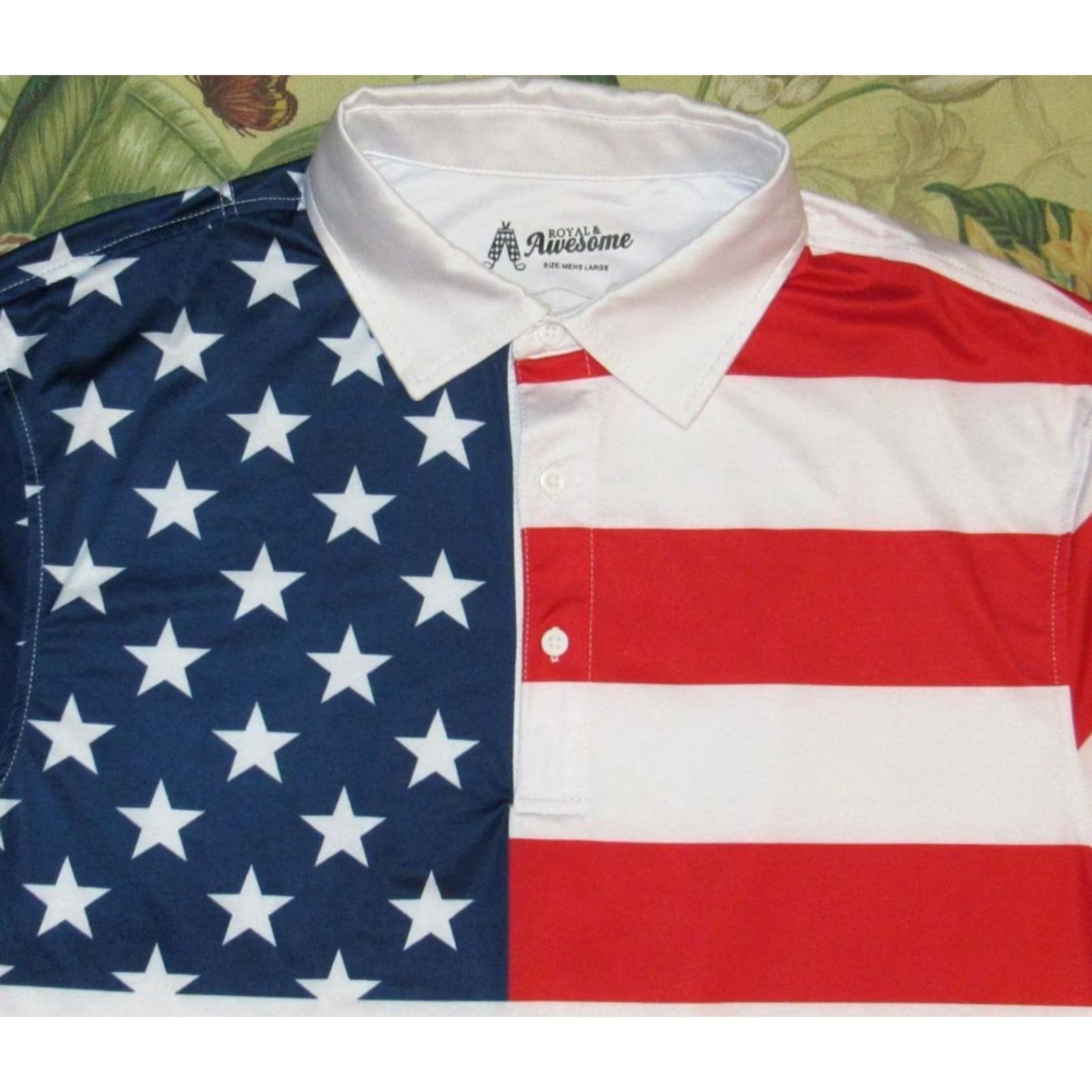Vintage VINTAGE ROYAL & AWESOME Short Sleeve American Flag Polo Golf Shirt Large Size US L / EU 52-54 / 3 - 2 Thumbnail
