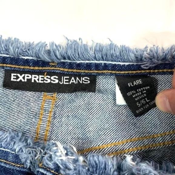 Express VINTAGE Express Jeans Boot Cut Flare Fringe Y2K Women's size 6 Blue Womens Jeans Boys Girls? Size 28" / US 6 / IT 42 - 4 Thumbnail