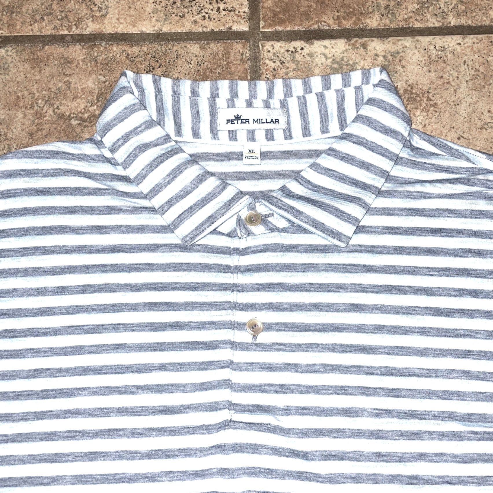 Peter Millar Peter Millar Polo Mens XL Striped Blue Size US XL / EU 56 / 4 - 2 Thumbnail