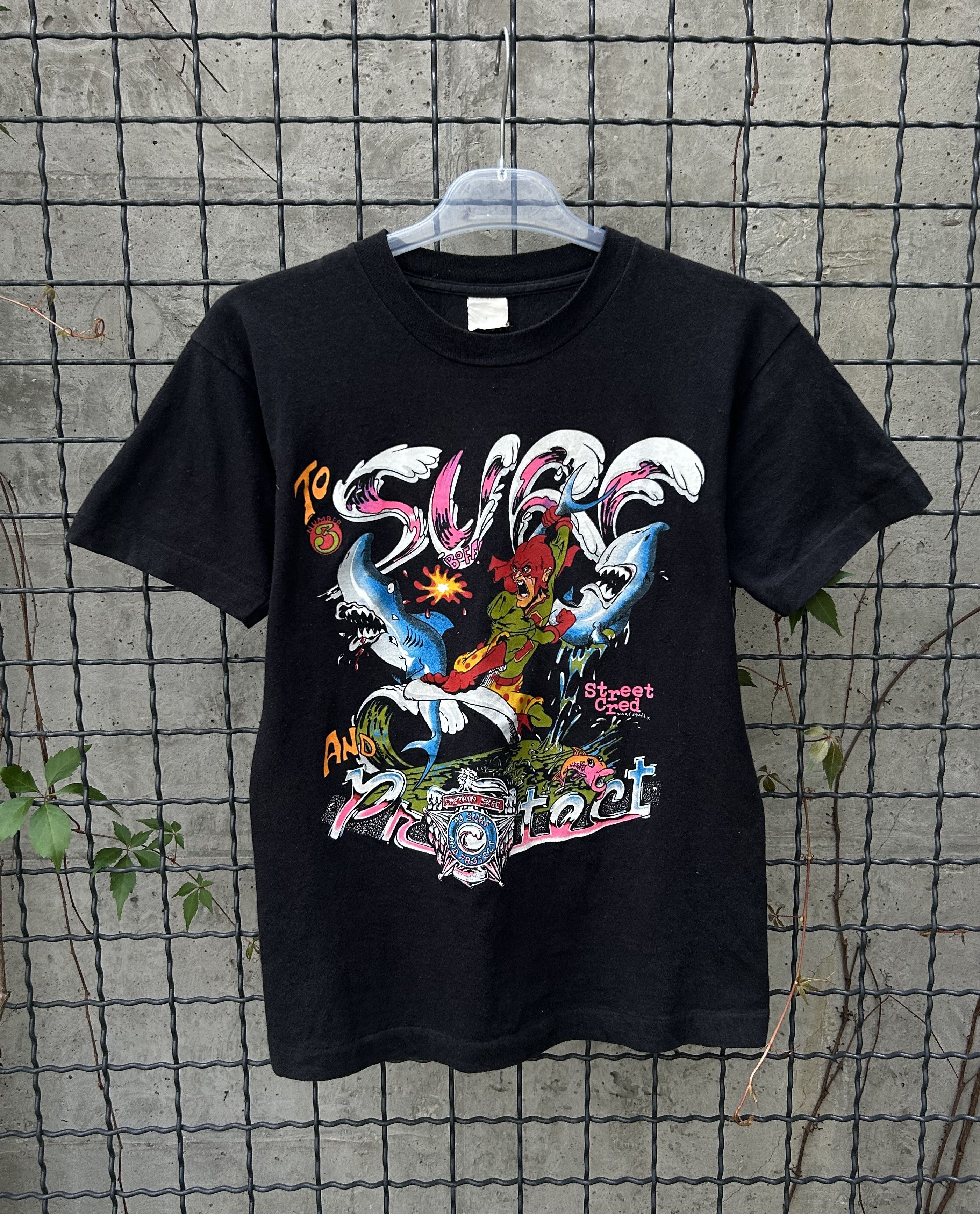 Vintage Vintage 90s Street Cred To Surf And Protect Comics T-shirt Size US XS / EU 42 / 0 - 1 Thumbnail
