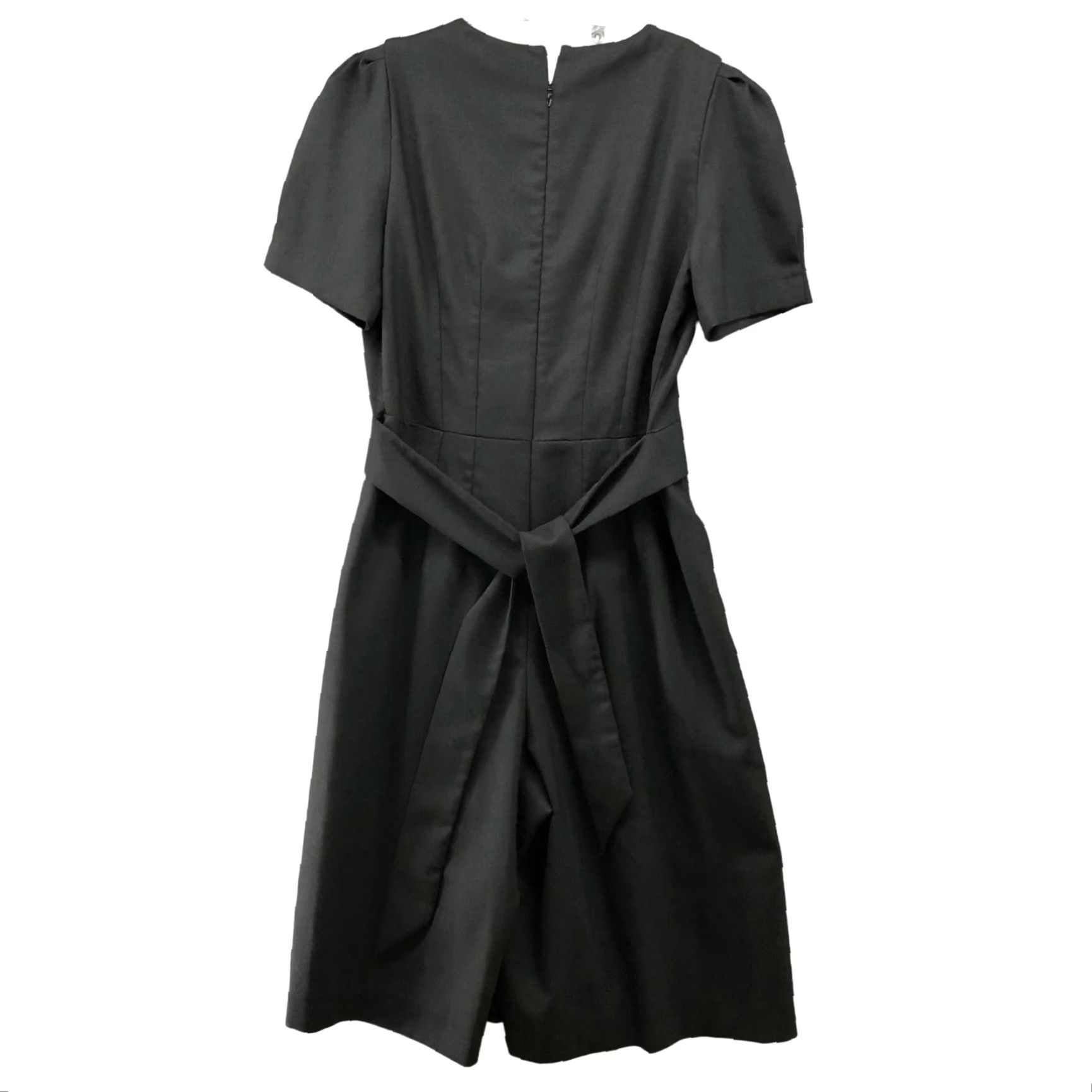 French Connection French Connection Romper Dress Black Short Sleeve V-Neck Pleated Puff Sleeve Wide-Leg 8 Women Size 30" / US 8 / IT 44 - 2 Thumbnail