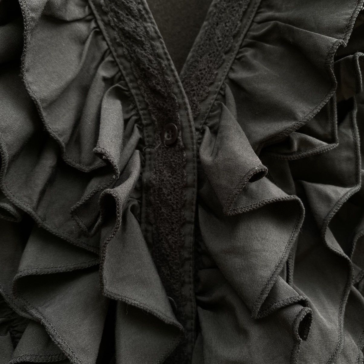 Designer × Japanese Brand Cook jeans Y2K Punk Black Ruffle Fitted Blouse Size M / US 6-8 / IT 42-44 - 14 Thumbnail